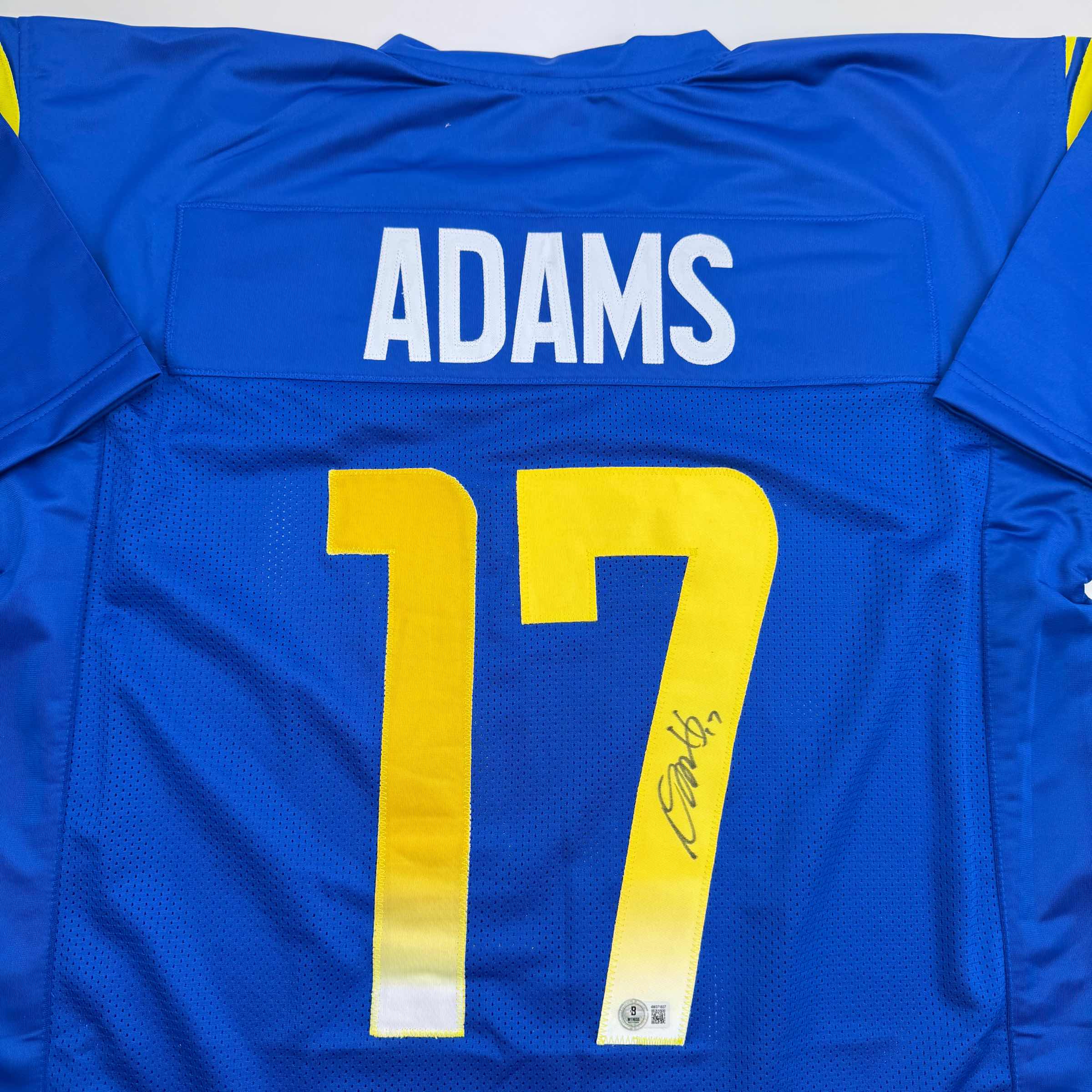Autographed/Signed Davante Admas Los Angeles LA Blue Football Jersey Beckett BAS COA - Image 2