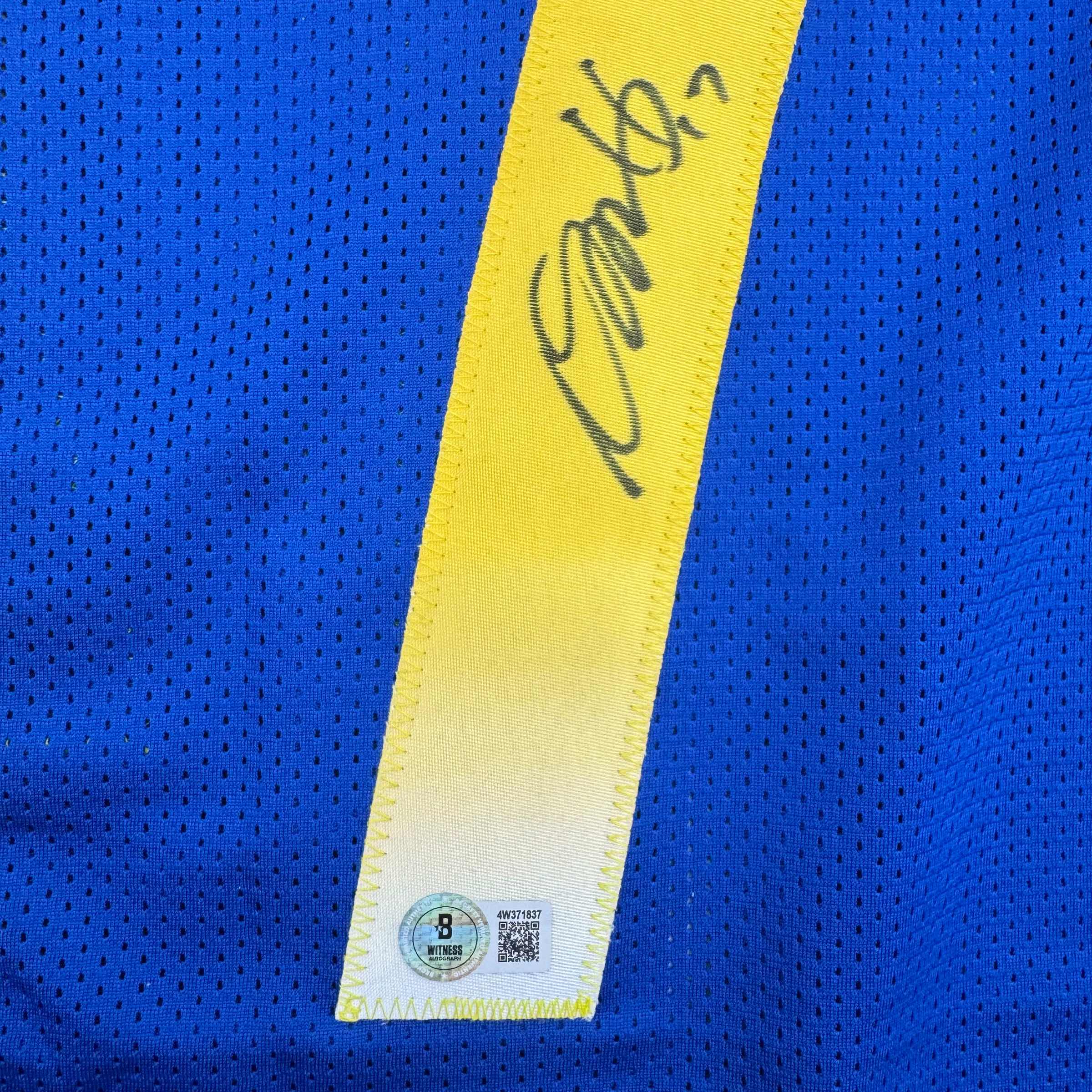 Autographed/Signed Davante Admas Los Angeles LA Blue Football Jersey Beckett BAS COA - Image 3