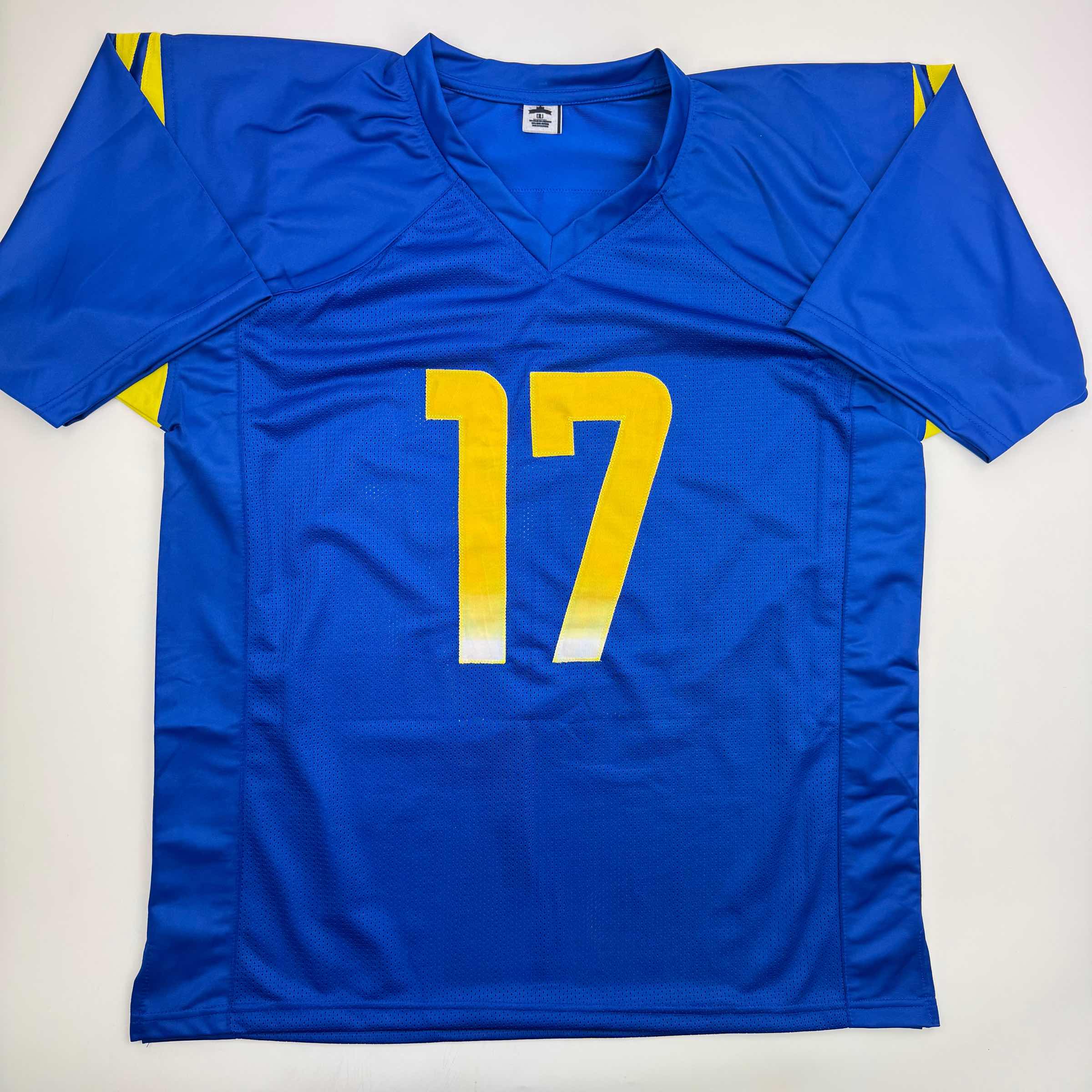 Autographed/Signed Davante Admas Los Angeles LA Blue Football Jersey Beckett BAS COA - Image 4
