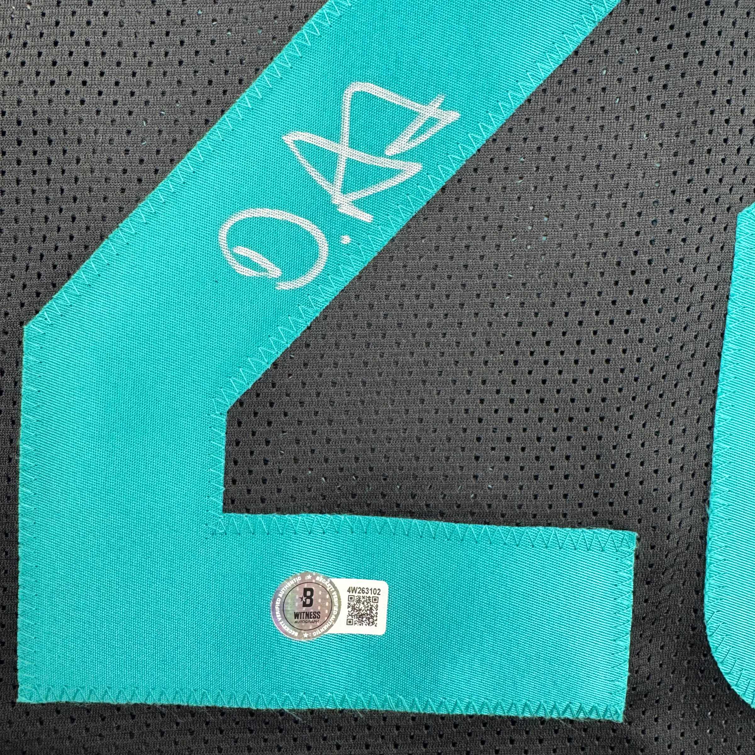Autographed/Signed De'Von DeVon Achane Miami Black Football Jersey Beckett BAS COA - Image 3