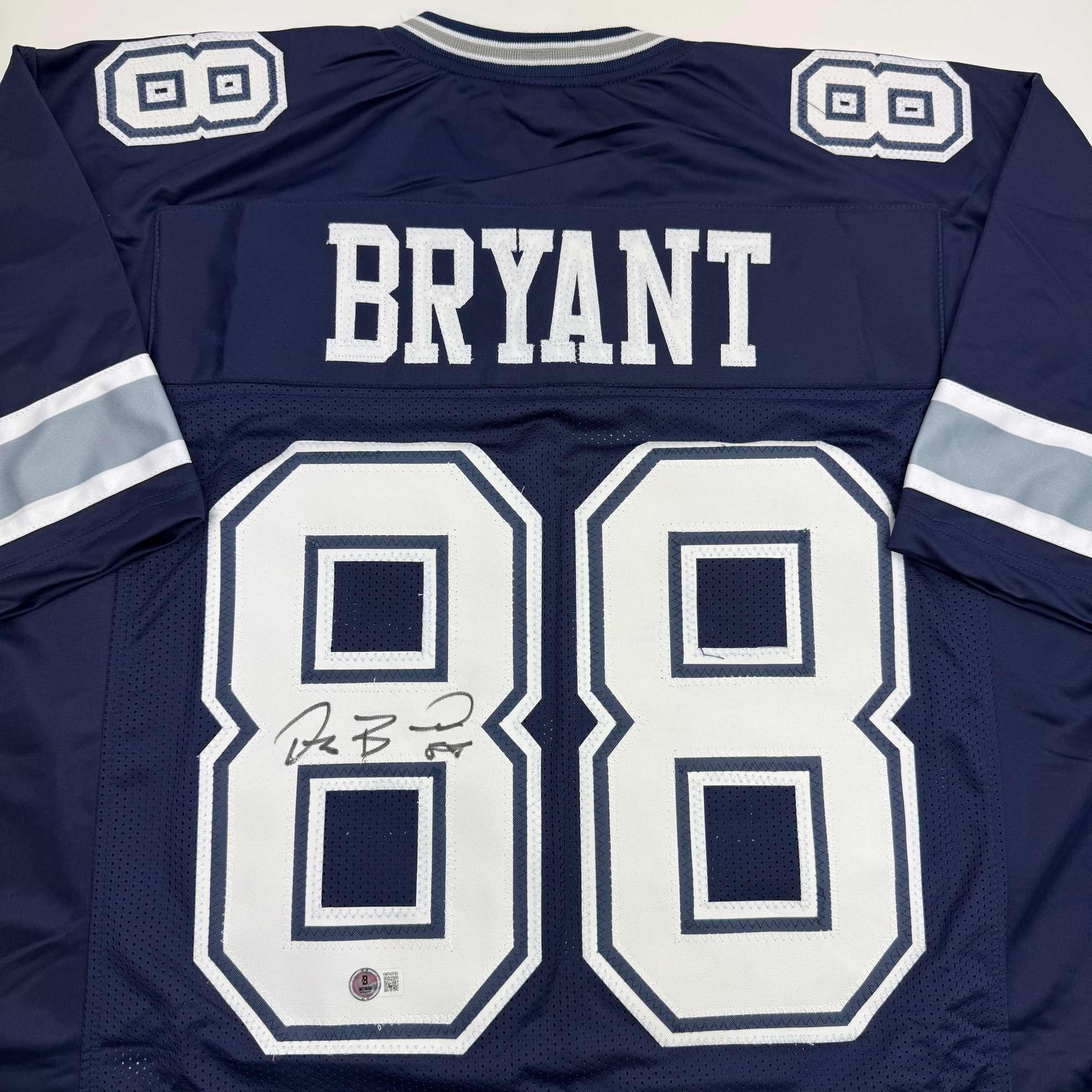 Autographed/Signed Dez Bryant Dallas Blue Football Jersey Beckett BAS COA - Image 2