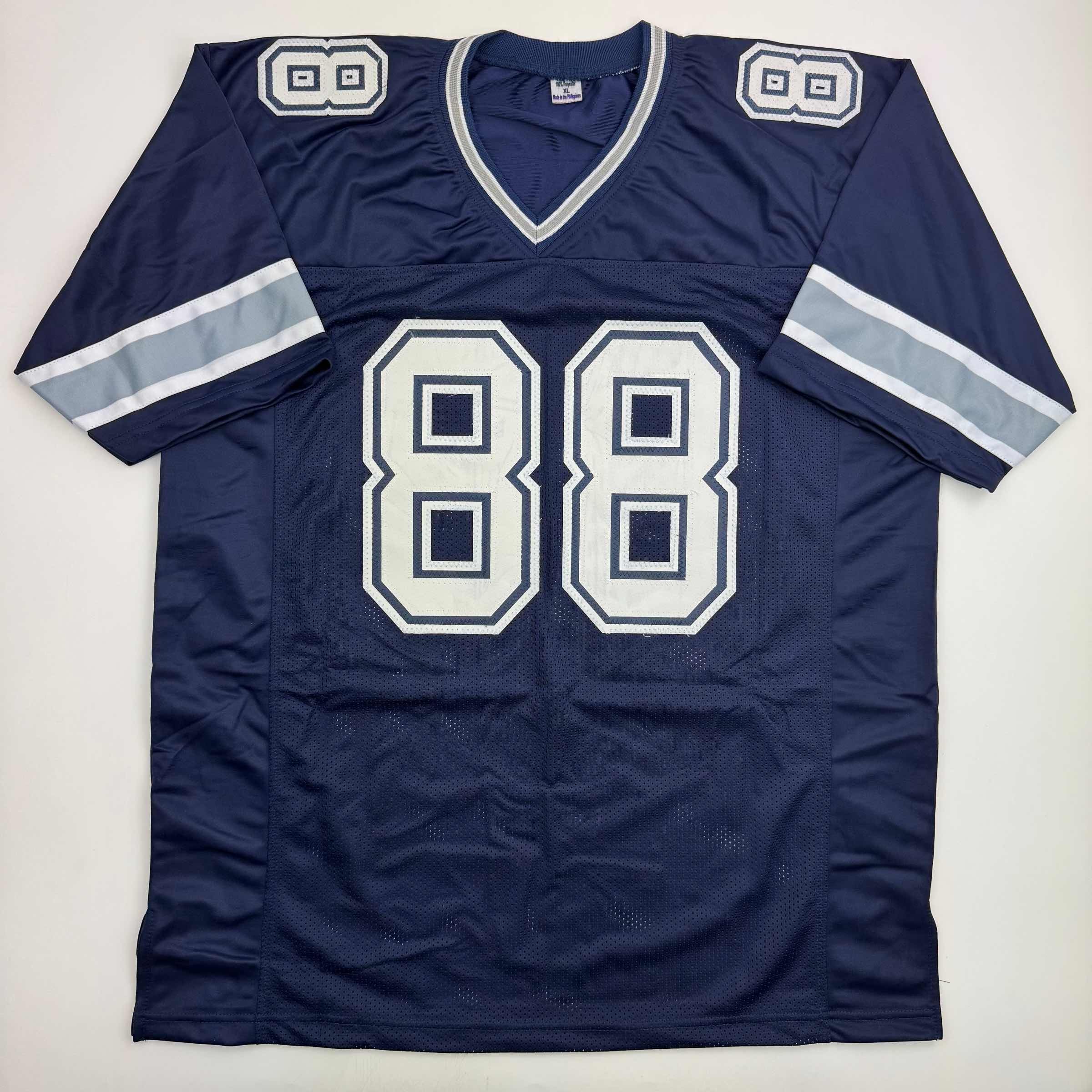 Autographed/Signed Dez Bryant Dallas Blue Football Jersey Beckett BAS COA - Image 4