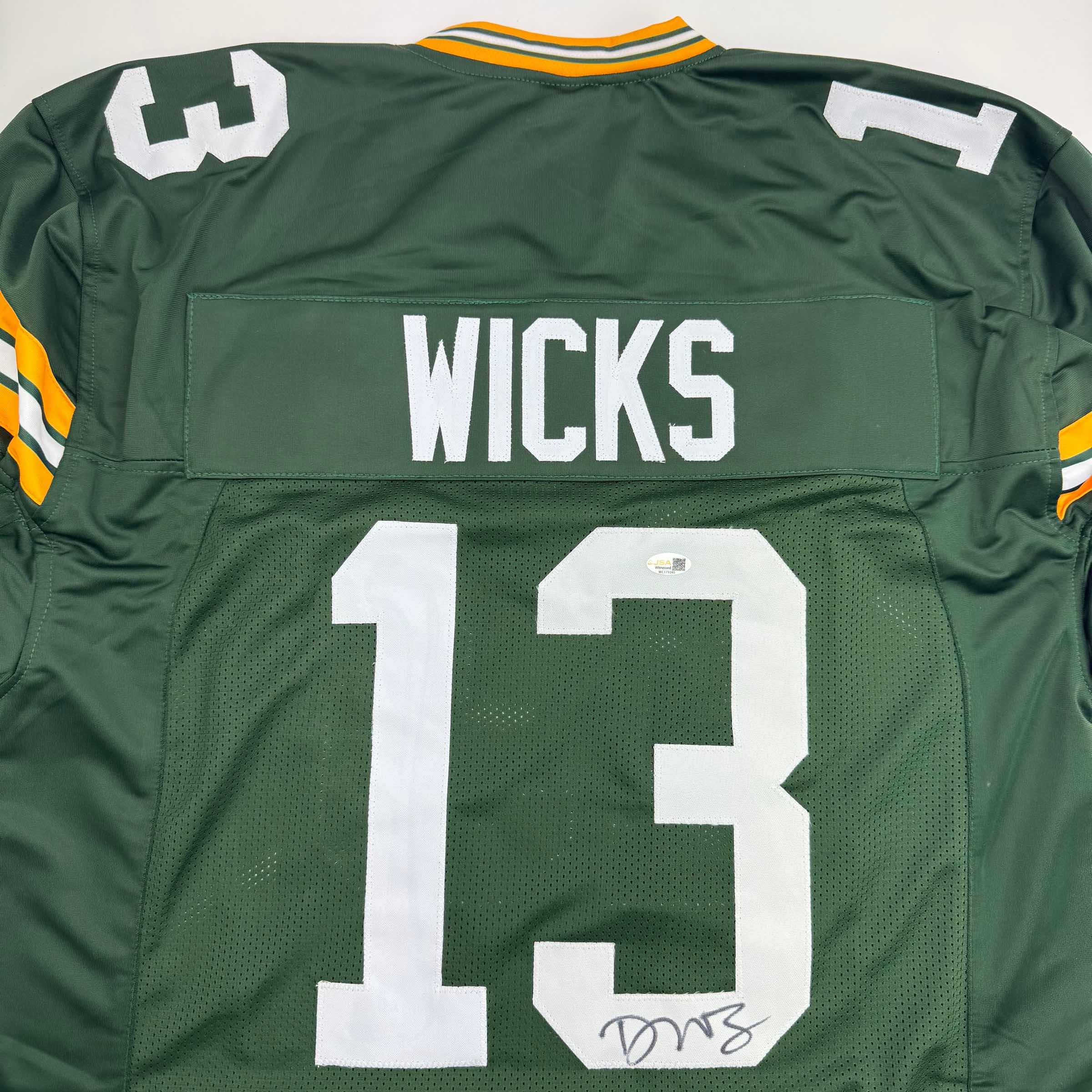 Autographed/Signed Dontayvion Wicks Green Bay Green Football Jersey JSA COA - Image 2