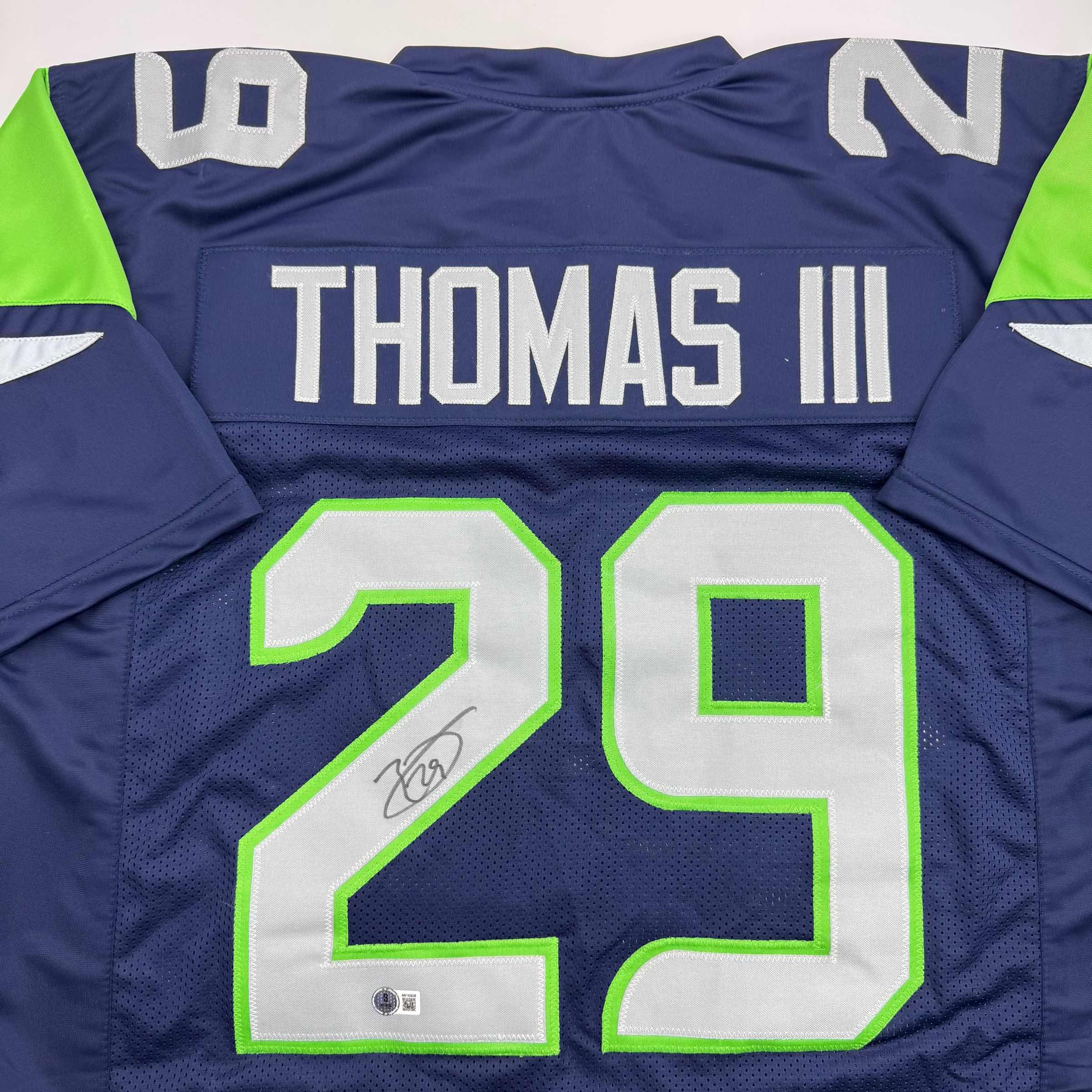 Autographed/Signed Earl Thomas III Seattle Blue Football Jersey Beckett BAS COA - Image 2