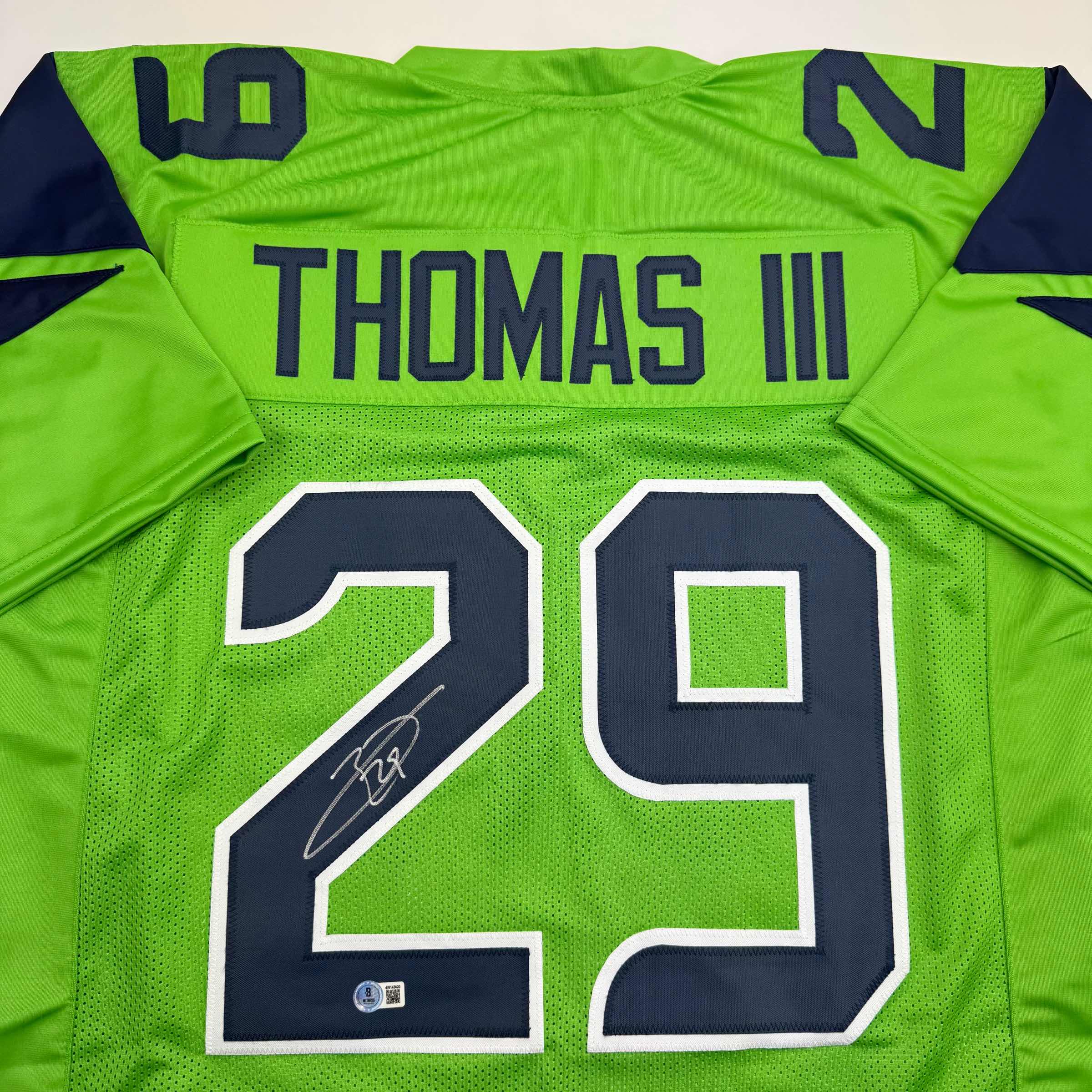 Autographed/Signed Earl Thomas III Seattle Green Football Jersey Beckett BAS COA - Image 2
