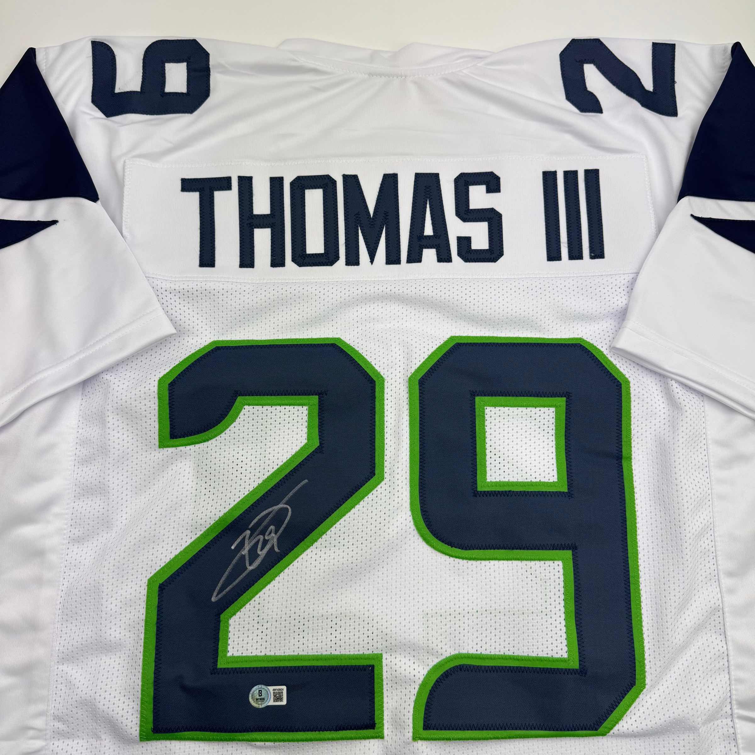 Autographed/Signed Earl Thomas III Seattle White Football Jersey Beckett BAS COA - Image 2