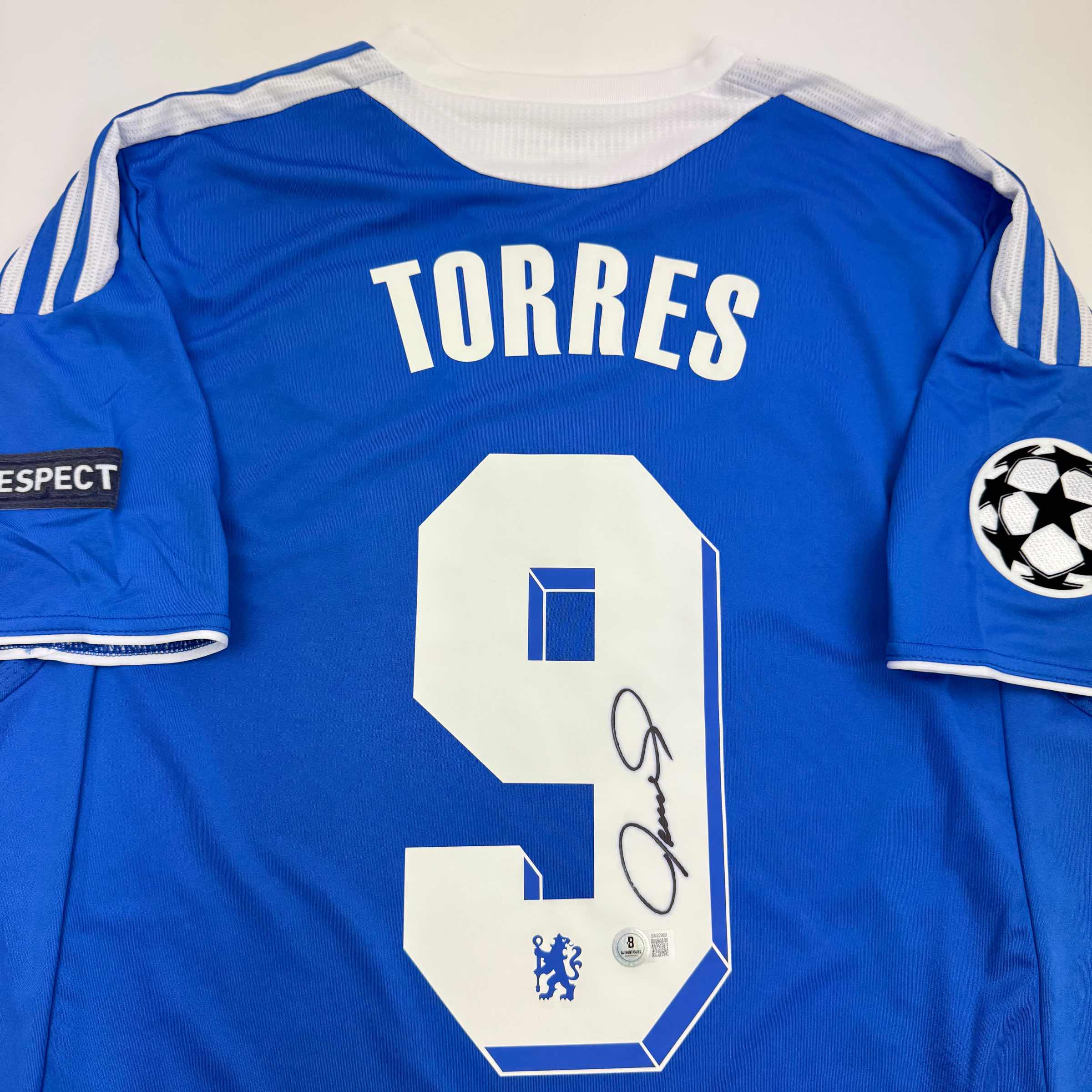 Autographed/Signed Fernando Torres Chelsea FC Blue Soccer Futbol Jersey Beckett BAS COA - Image 2