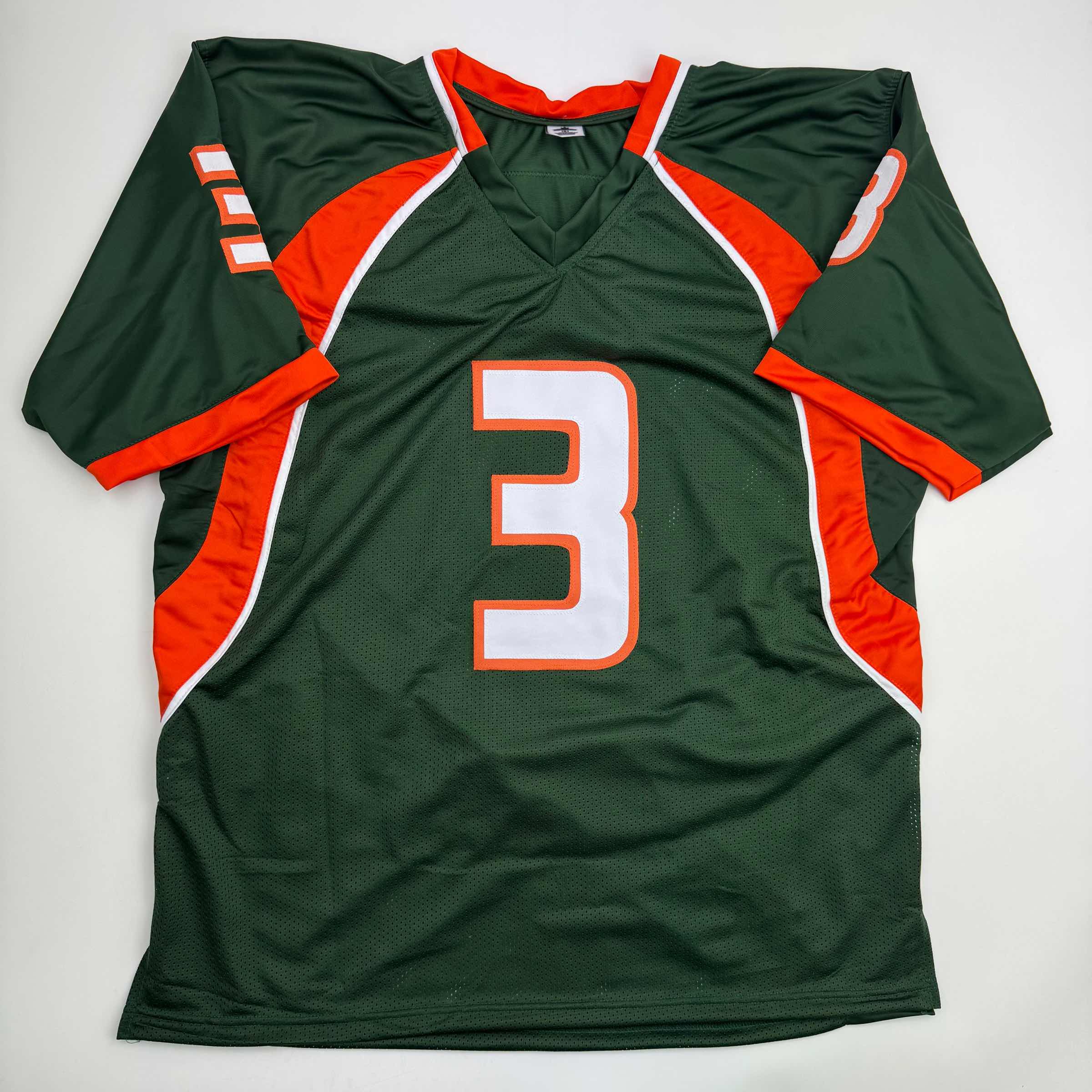 Autographed/Signed Frank Gore Miami Green Football Jersey JSA COA - Image 4