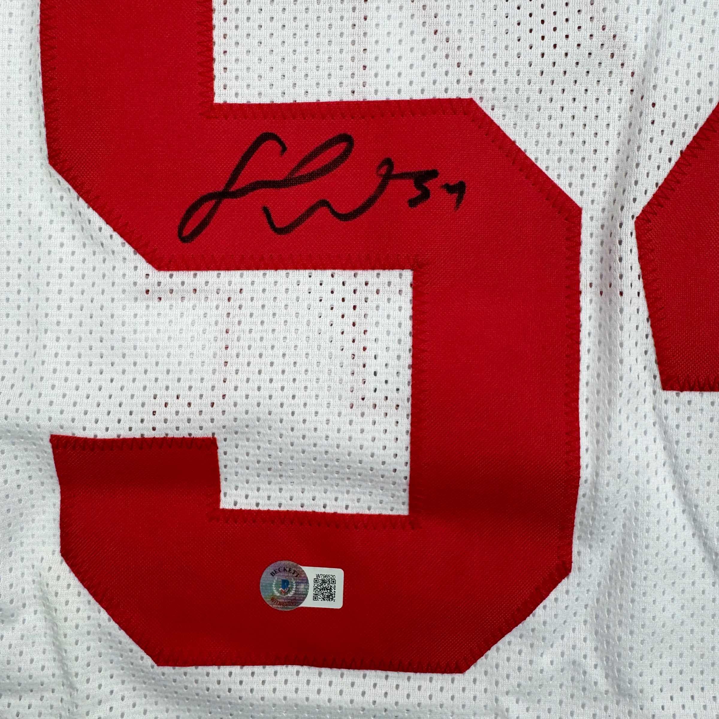 Autographed/Signed Fred Warner San Francisco White Football Jersey Beckett BAS COA - Image 3