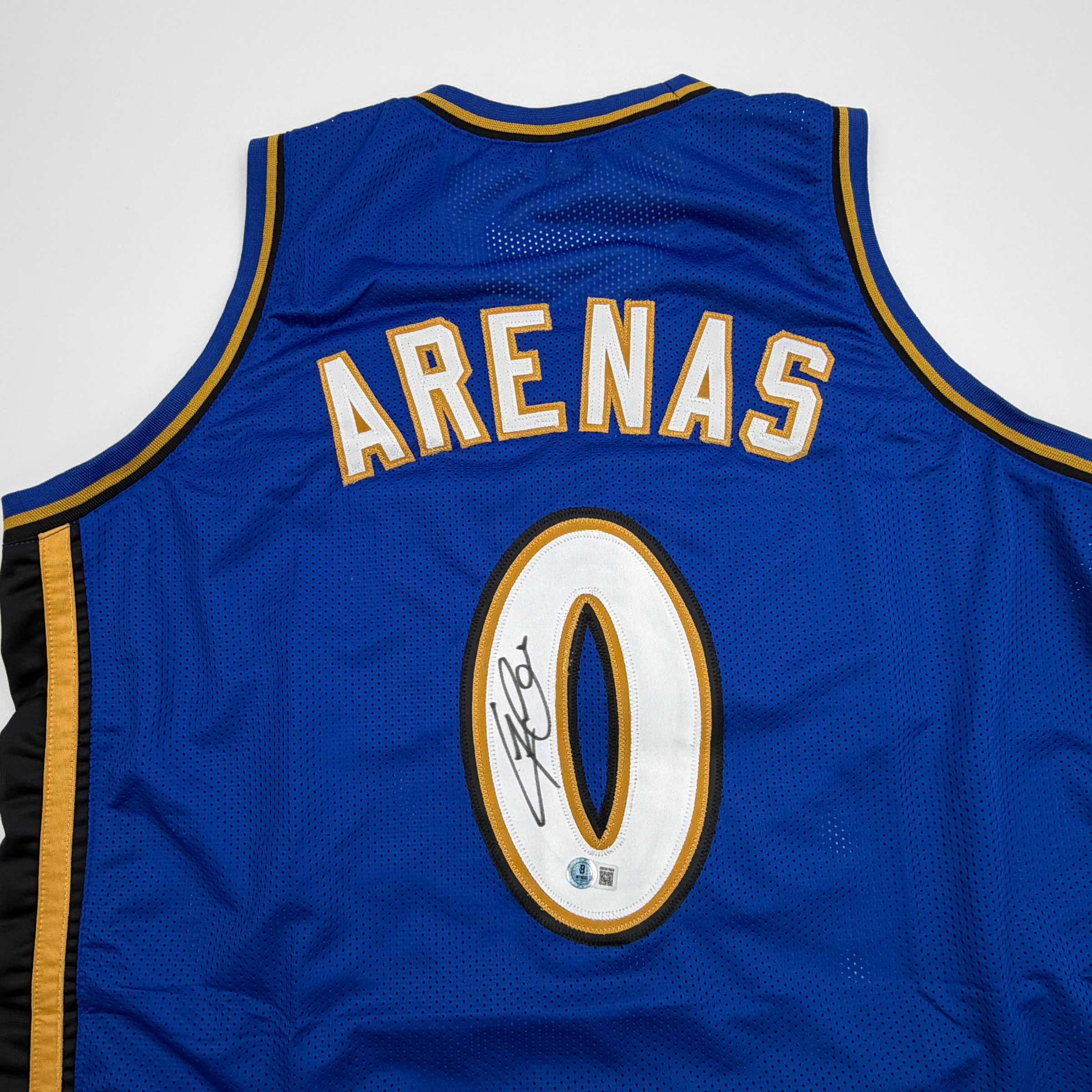 Autographed/Signed Gilbert Arenas Washington Blue Basketball Jersey Beckett BAS COA - Image 2