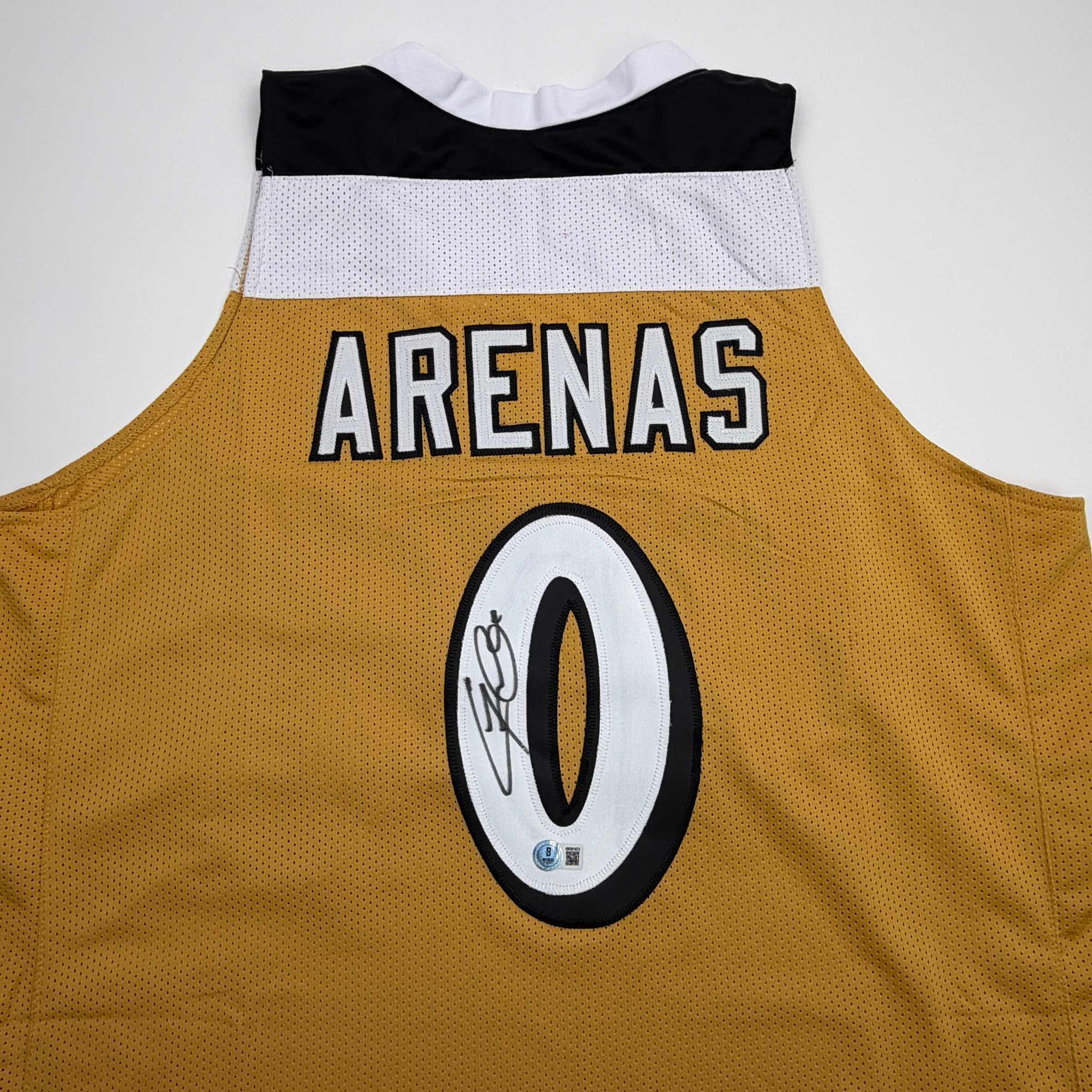 Autographed/Signed Gilbert Arenas Washington Gold Basketball Jersey Beckett BAS COA - Image 2