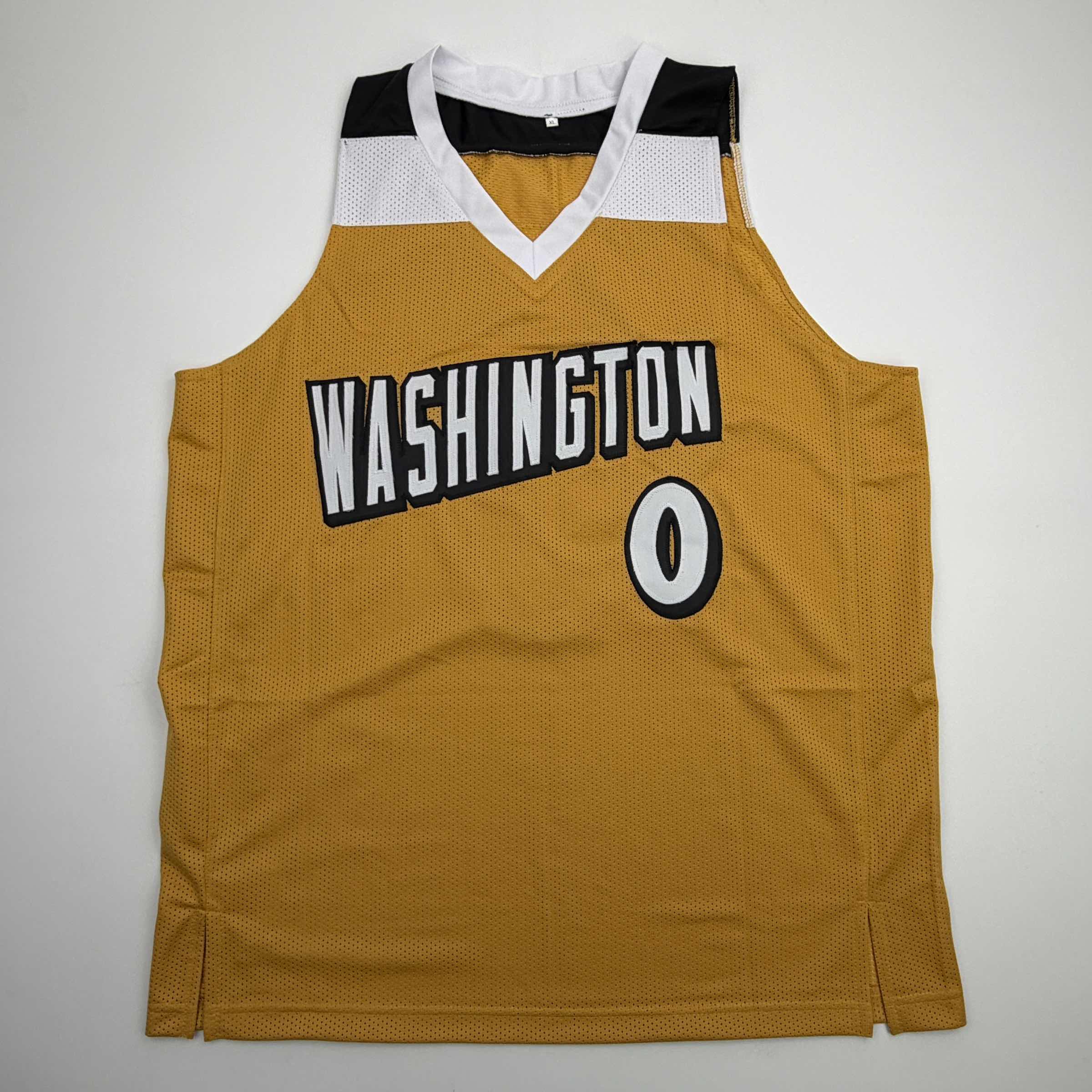 Autographed/Signed Gilbert Arenas Washington Gold Basketball Jersey Beckett BAS COA - Image 4