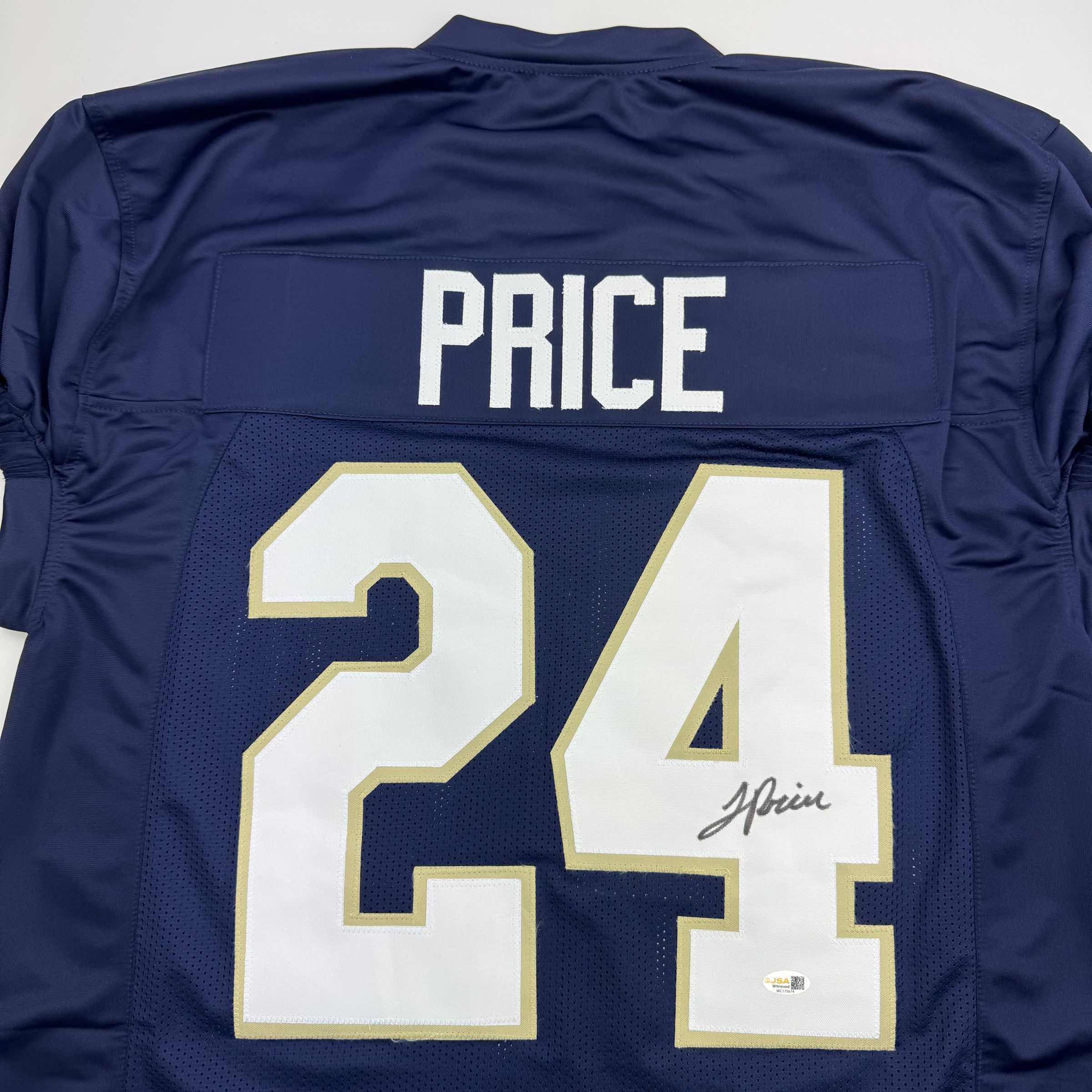 Autographed/Signed JaDarian Price Notre Dame Blue College Football Jersey JSA COA - Image 2