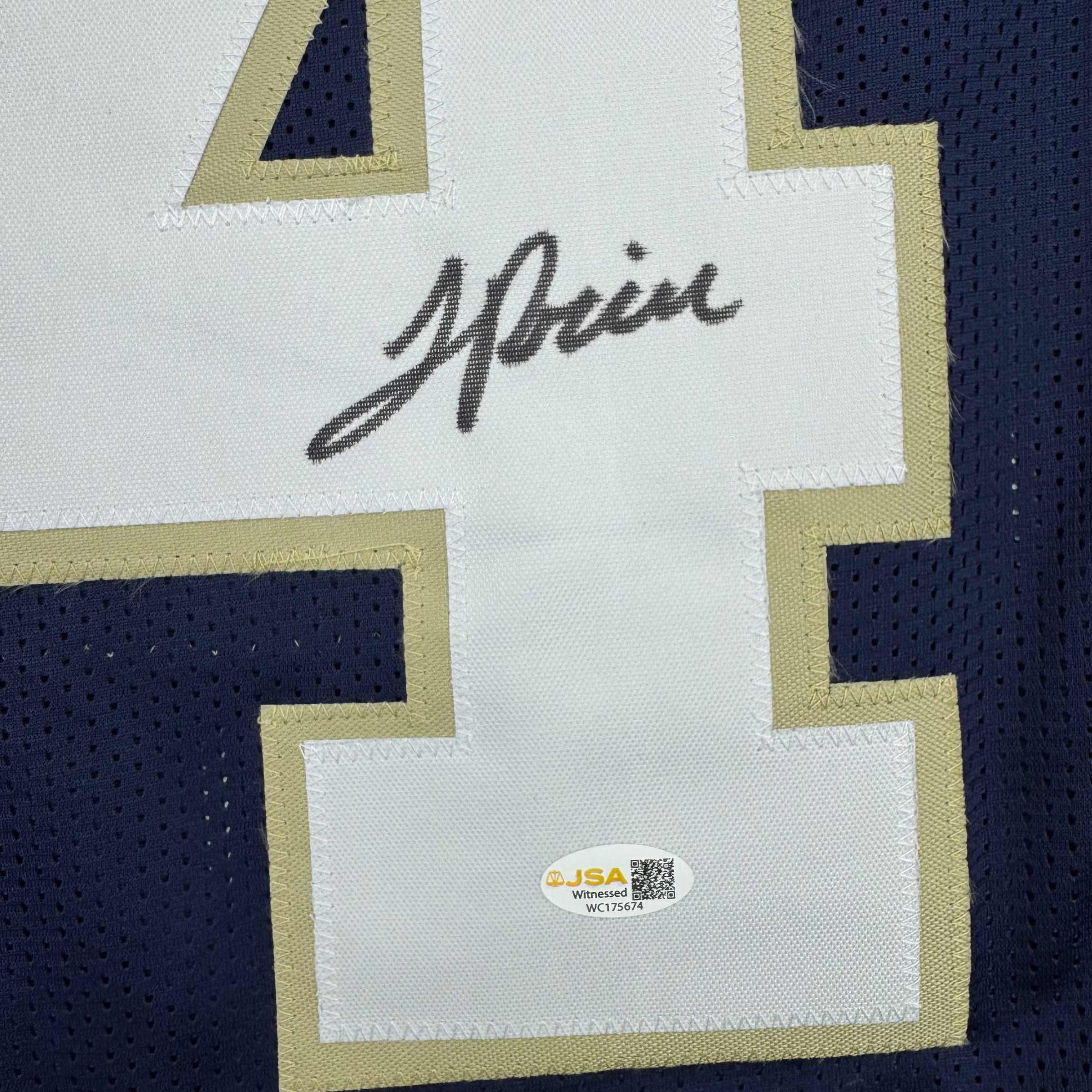 Autographed/Signed JaDarian Price Notre Dame Blue College Football Jersey JSA COA - Image 3