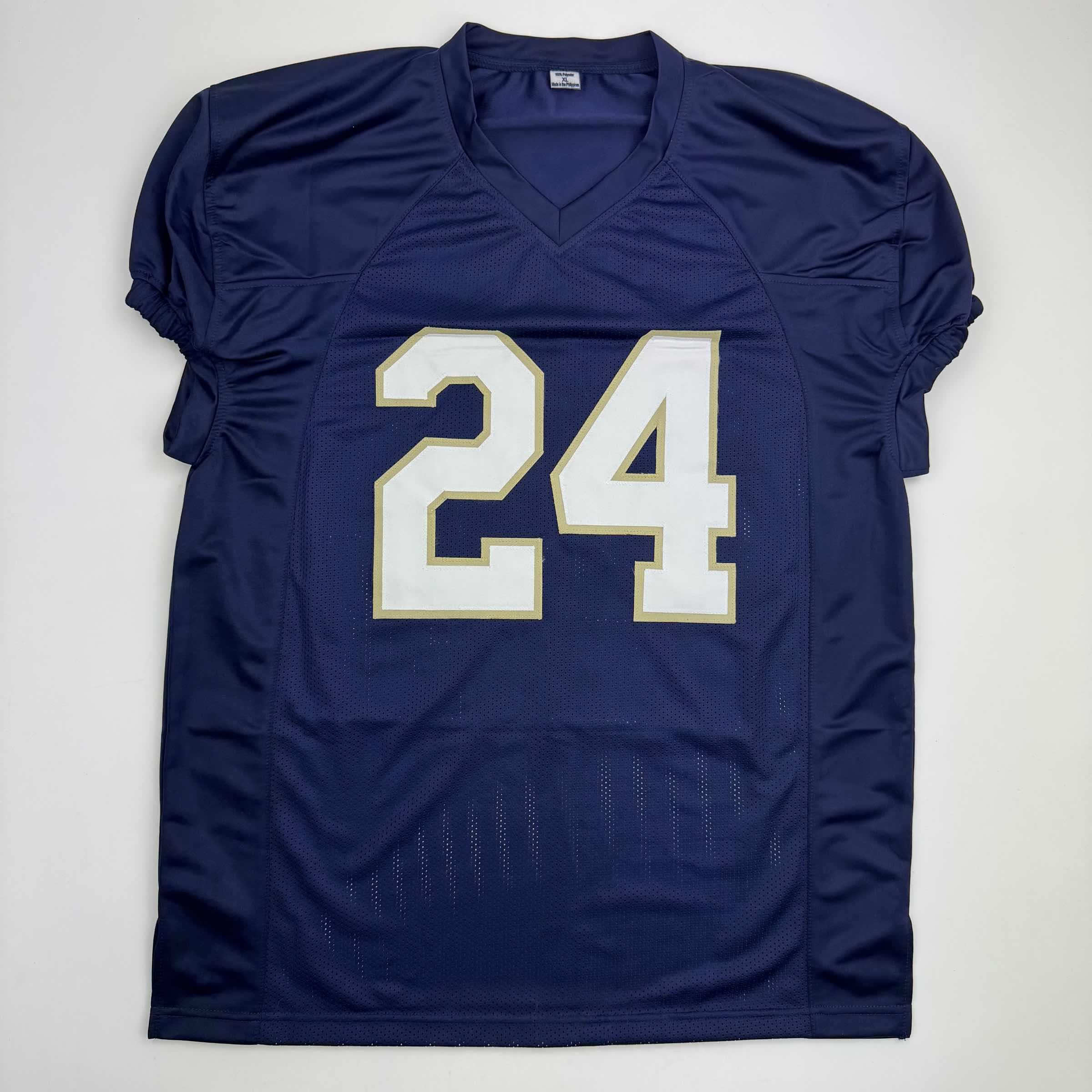 Autographed/Signed JaDarian Price Notre Dame Blue College Football Jersey JSA COA - Image 4