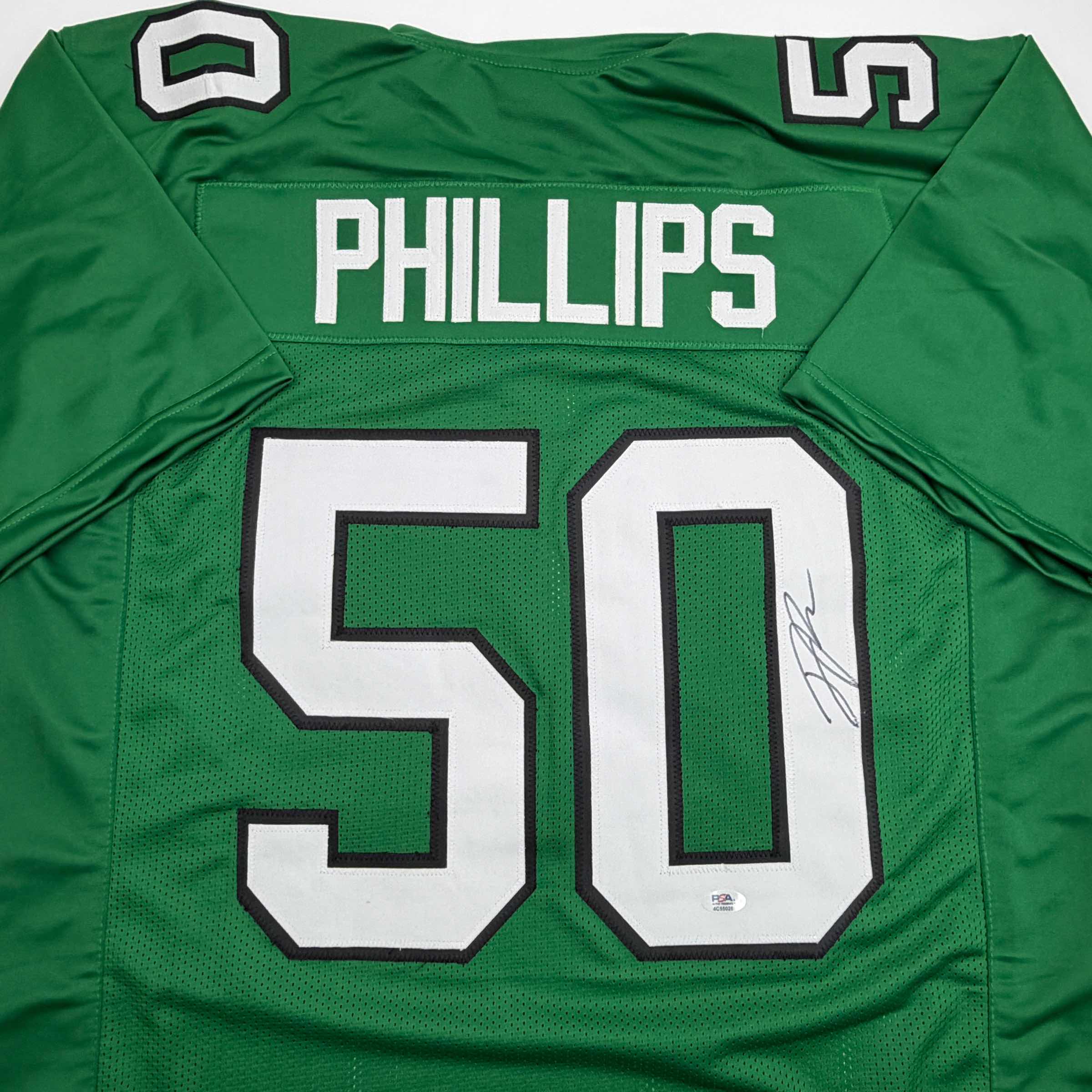 Autographed/Signed Jaelan Phillips Philadelphia Kelly Green Football Jersey PSA/DNA COA - Image 2