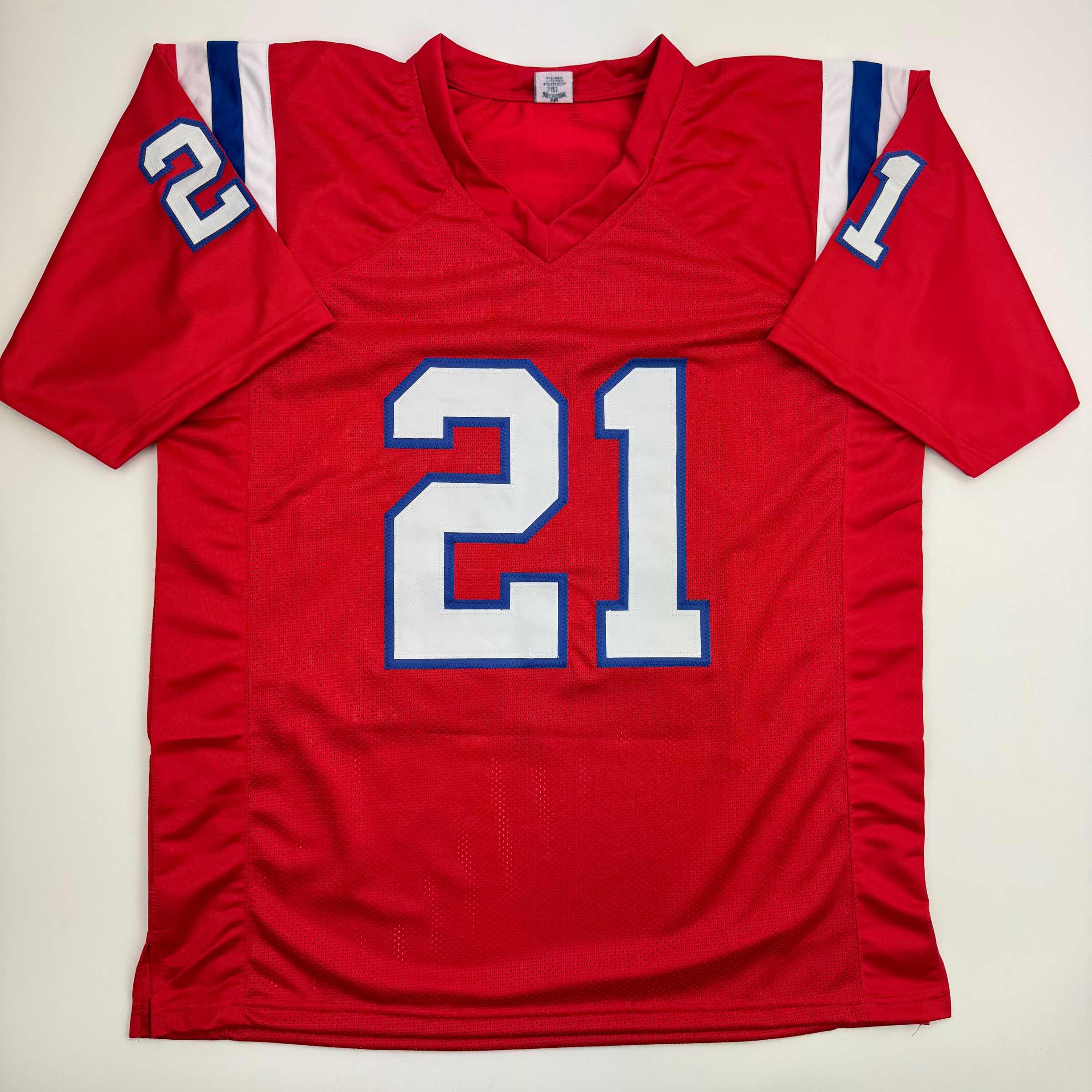 Autographed/Signed Jaylinn Hawkins New England Red Football Jersey Beckett BAS COA - Image 4