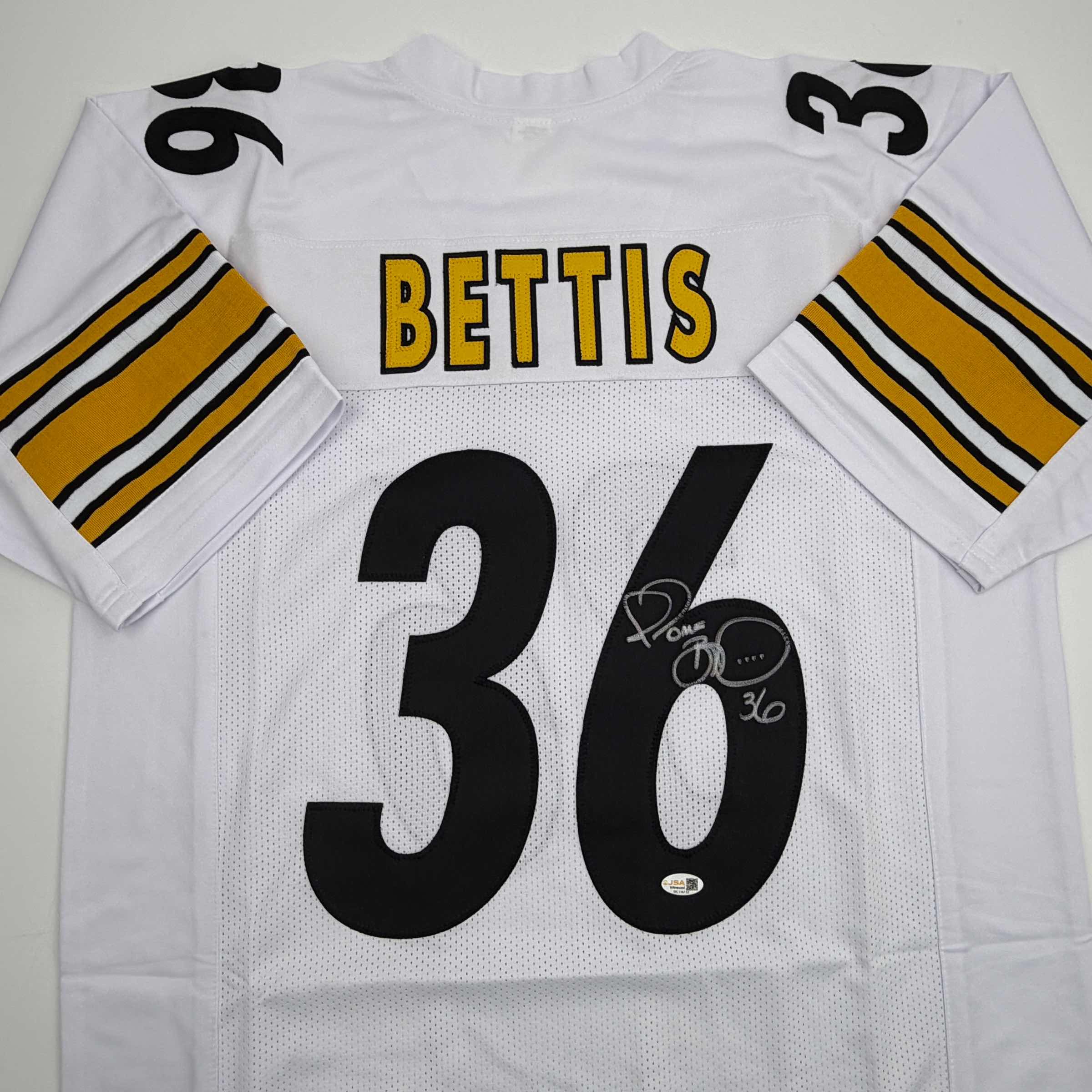 Autographed/Signed Jerome Bettis Pittsburgh White Football Jersey JSA COA - Image 2