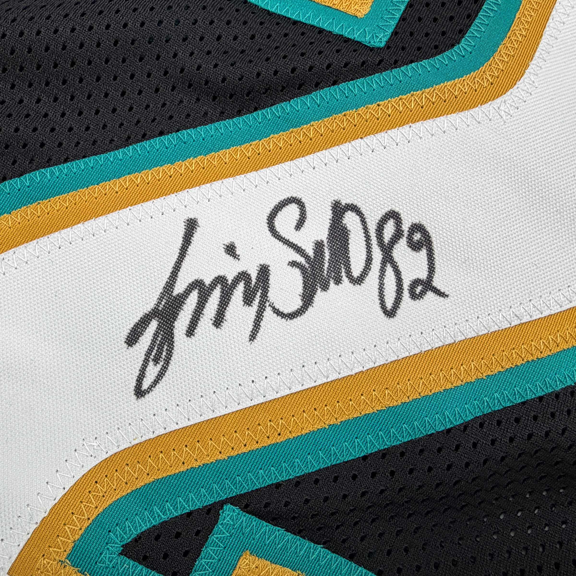 Autographed/Signed Jimmy Smith Jacksonville Black Football Jersey Beckett BAS COA - Image 3
