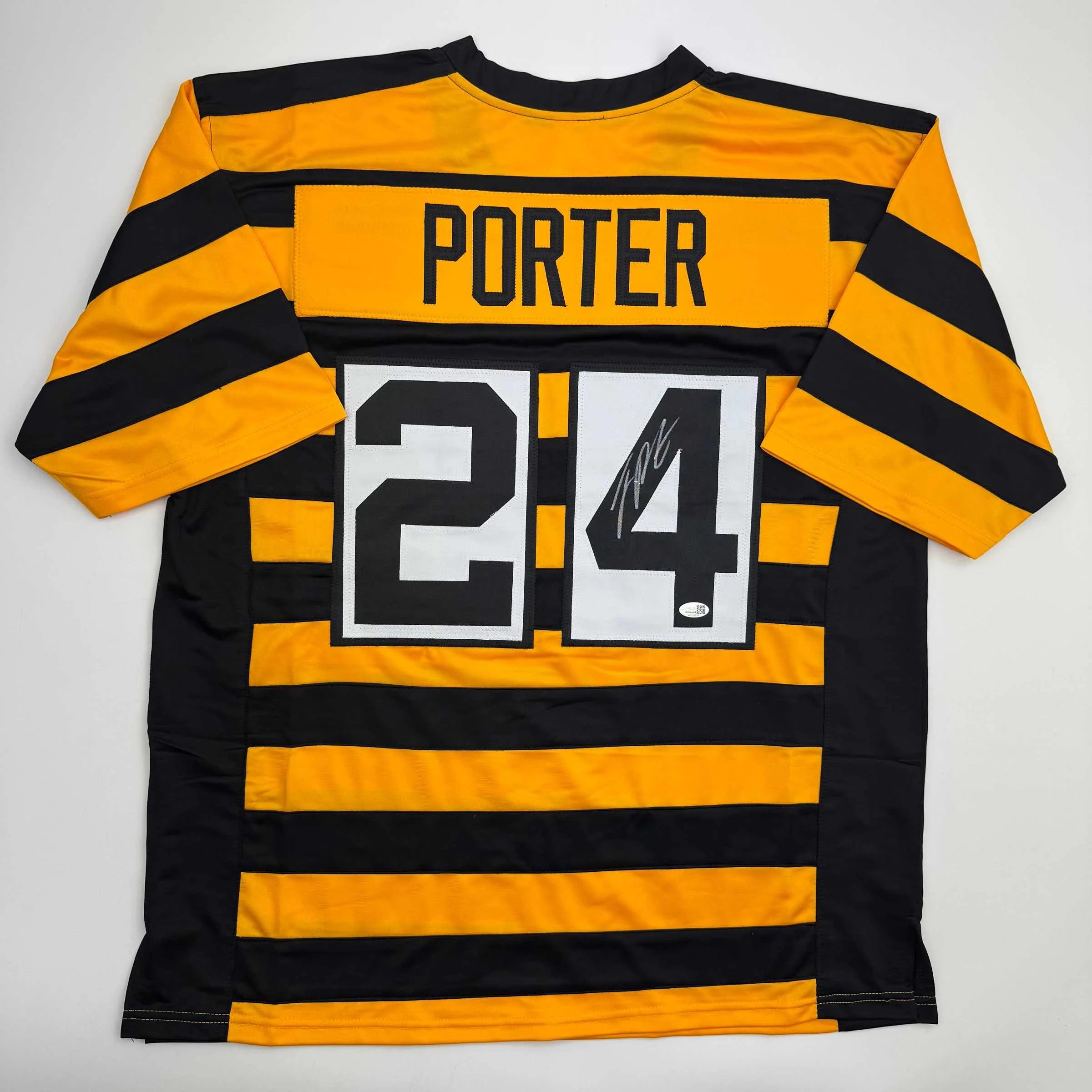 Autographed/Signed Joey Porter Jr. Pittsburgh Bumble Bee Football Jersey JSA COA