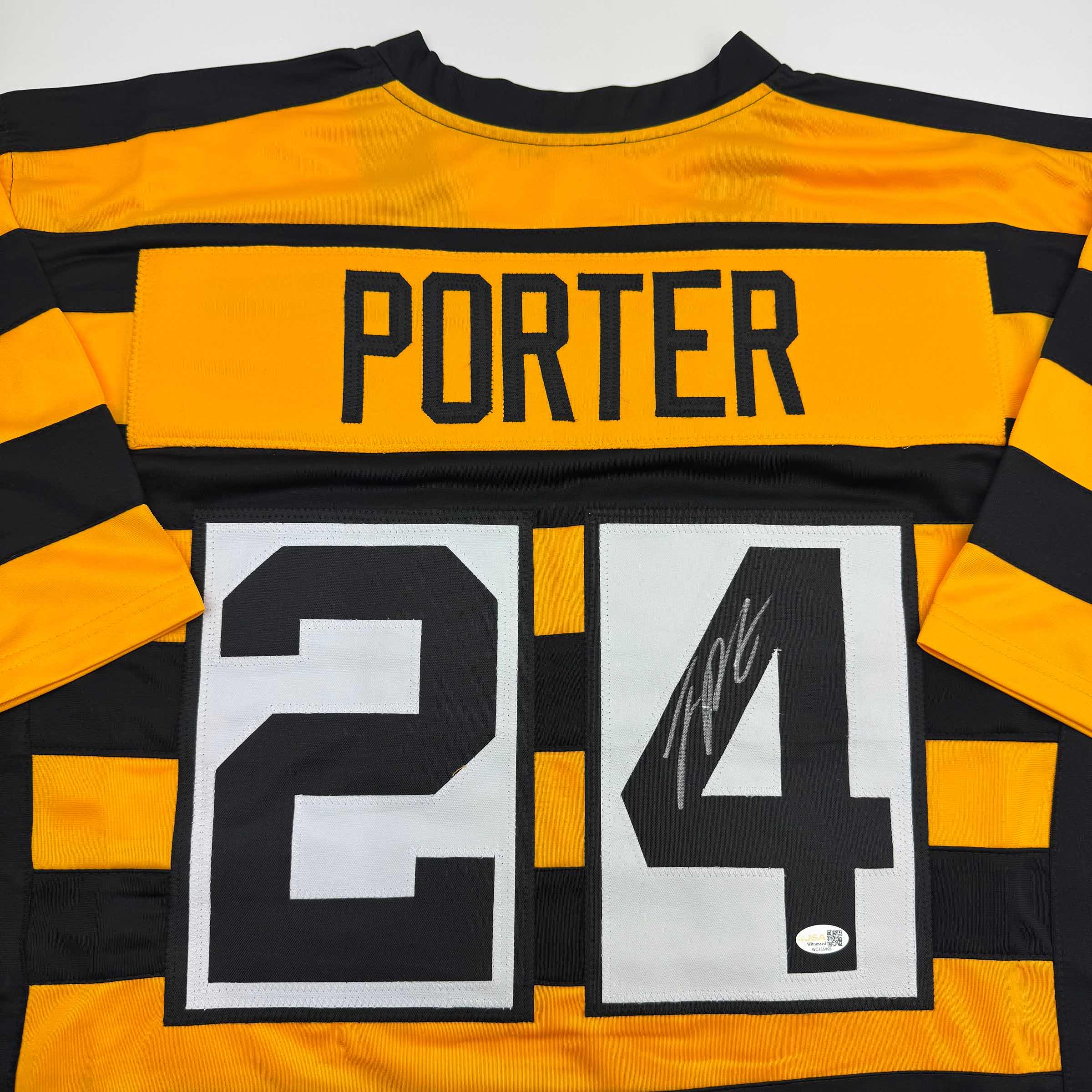 Autographed/Signed Joey Porter Jr. Pittsburgh Bumble Bee Football Jersey JSA COA - Image 2