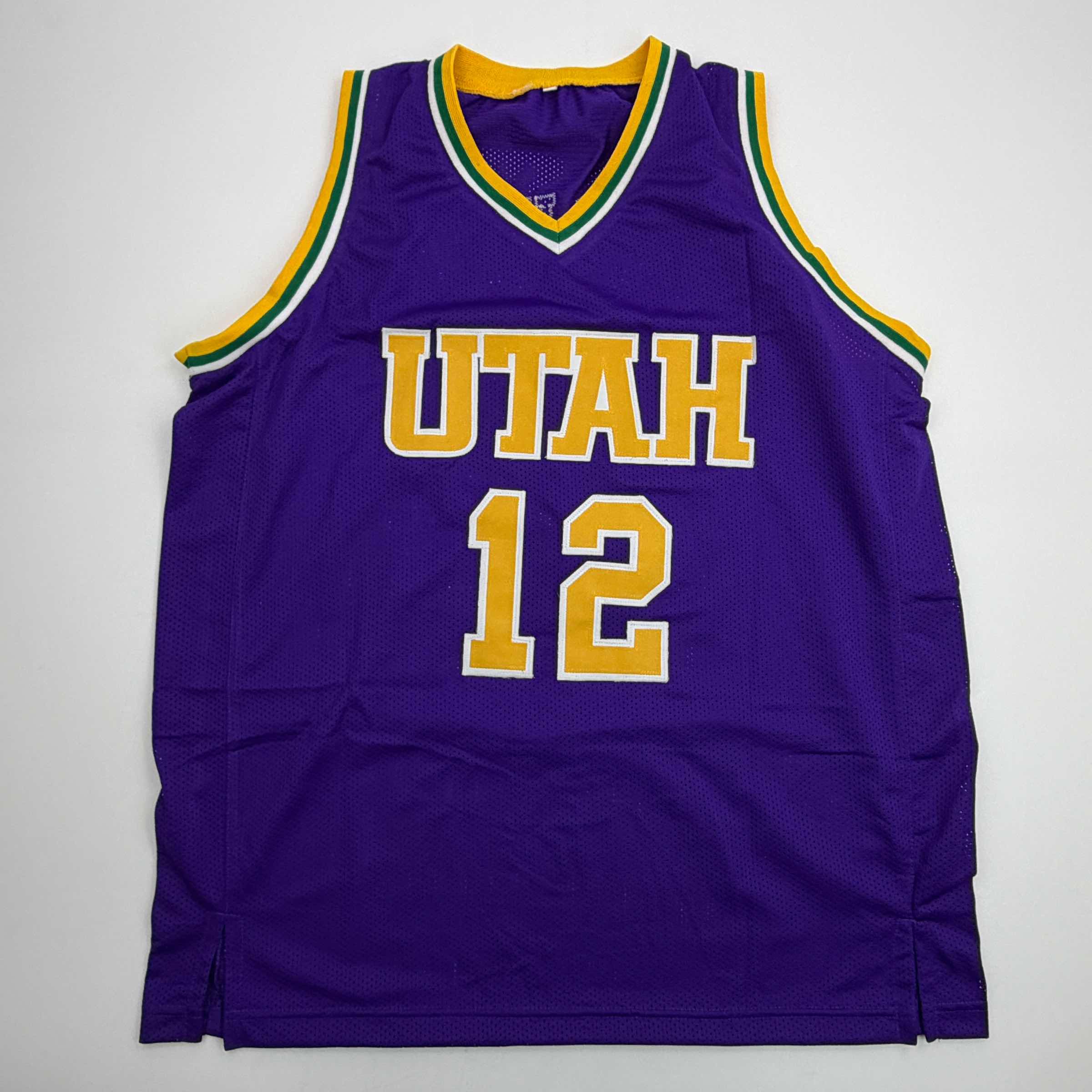Autographed/Signed John Stockton Utah Purple Basketball Jersey Beckett BAS COA - Image 4