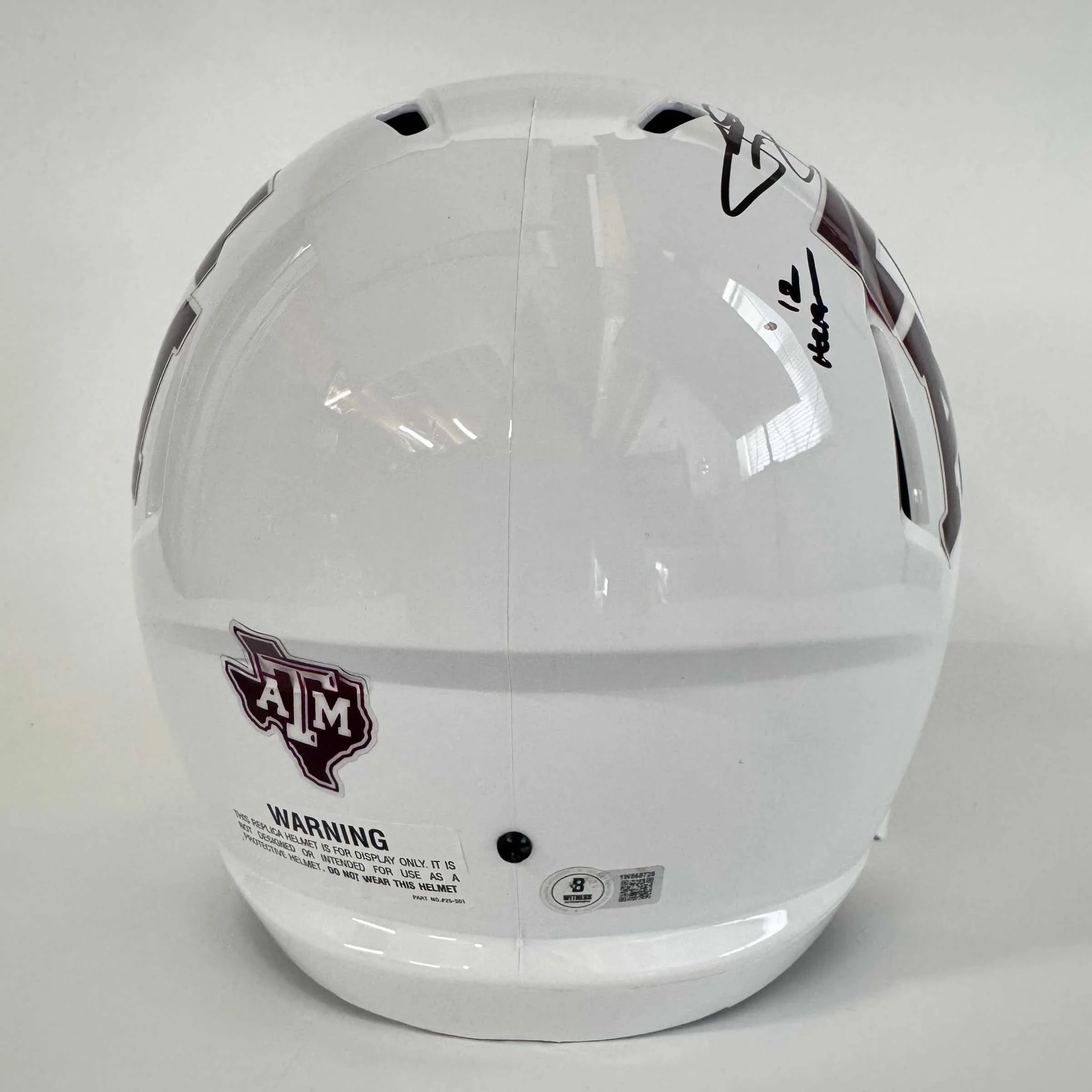 Autographed/Signed Johnny Manziel 12 Heisman Texas A&M Aggies White Full Size FS F/S Replica College Football Helmet Beckett BAS COA - Image 3