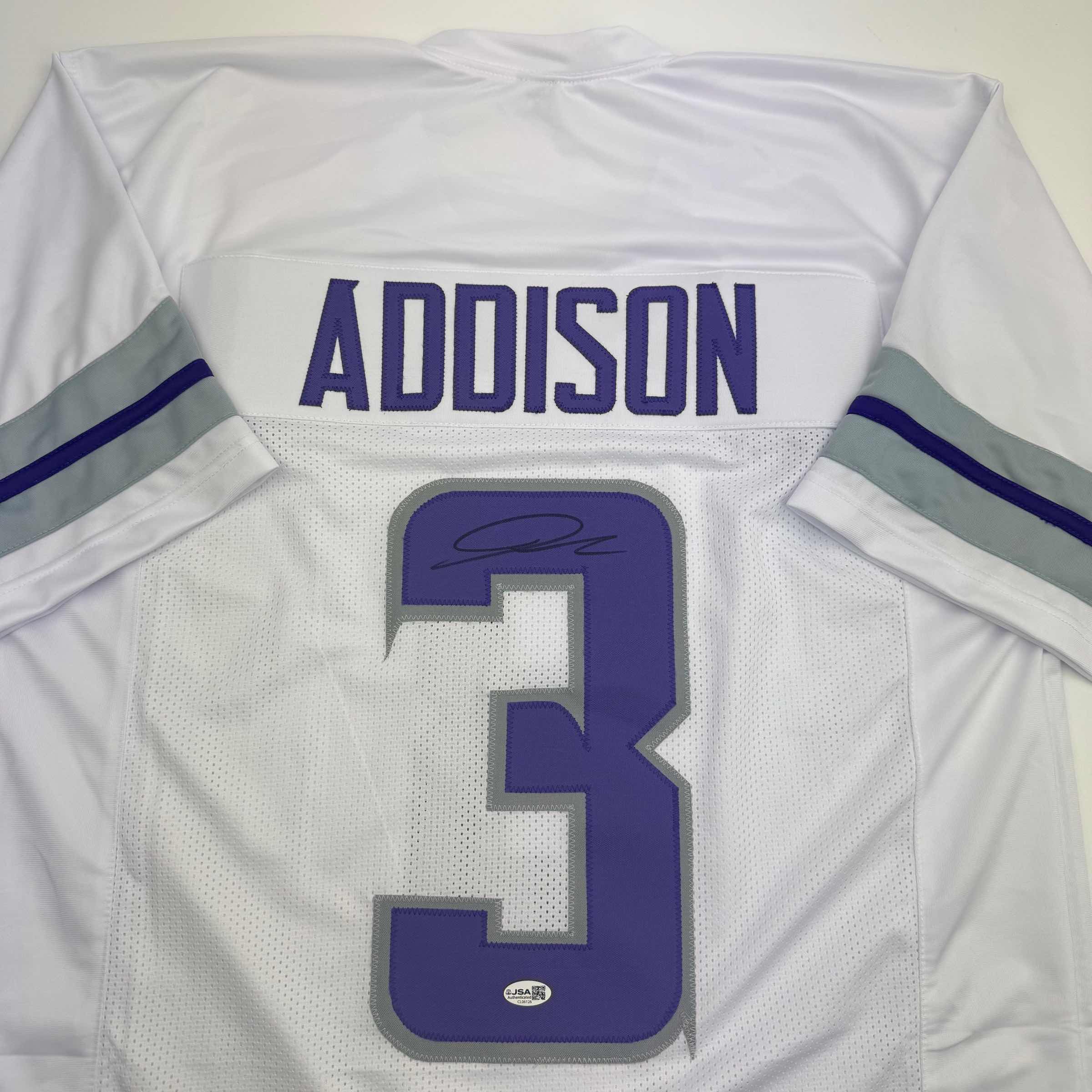 Autographed/Signed Jordan Addison Minnesota White Alternate Football Jersey JSA COA - Image 2