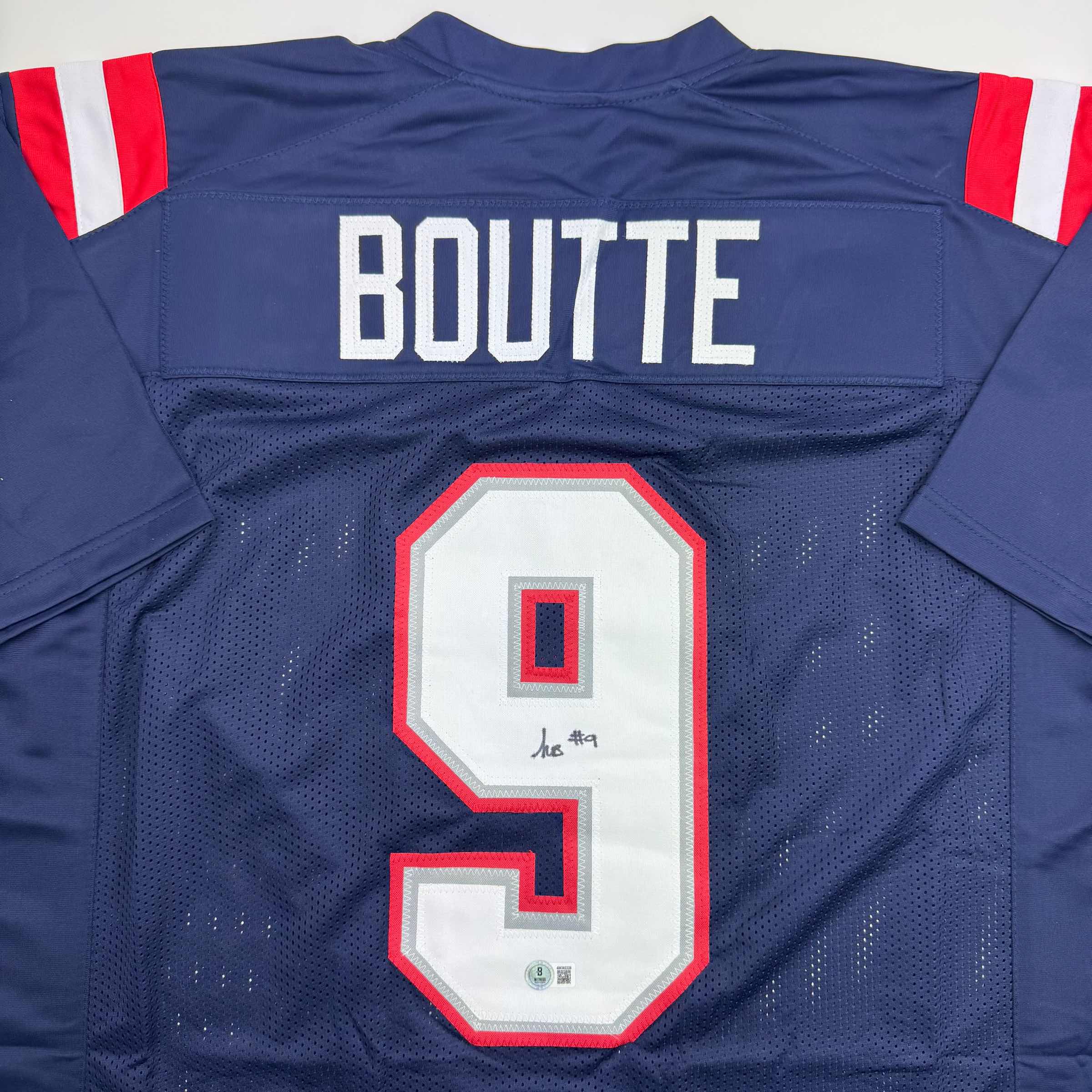 Autographed/Signed Kayshon Boutte New England Blue Football Jersey Beckett BAS COA - Image 2