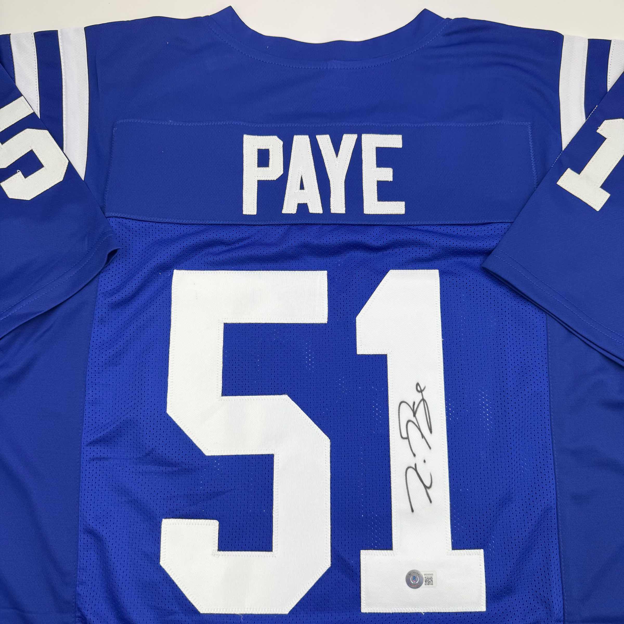 Autographed/Signed Kwity Paye Indianapolis Blue Football Jersey Beckett BAS COA - Image 2