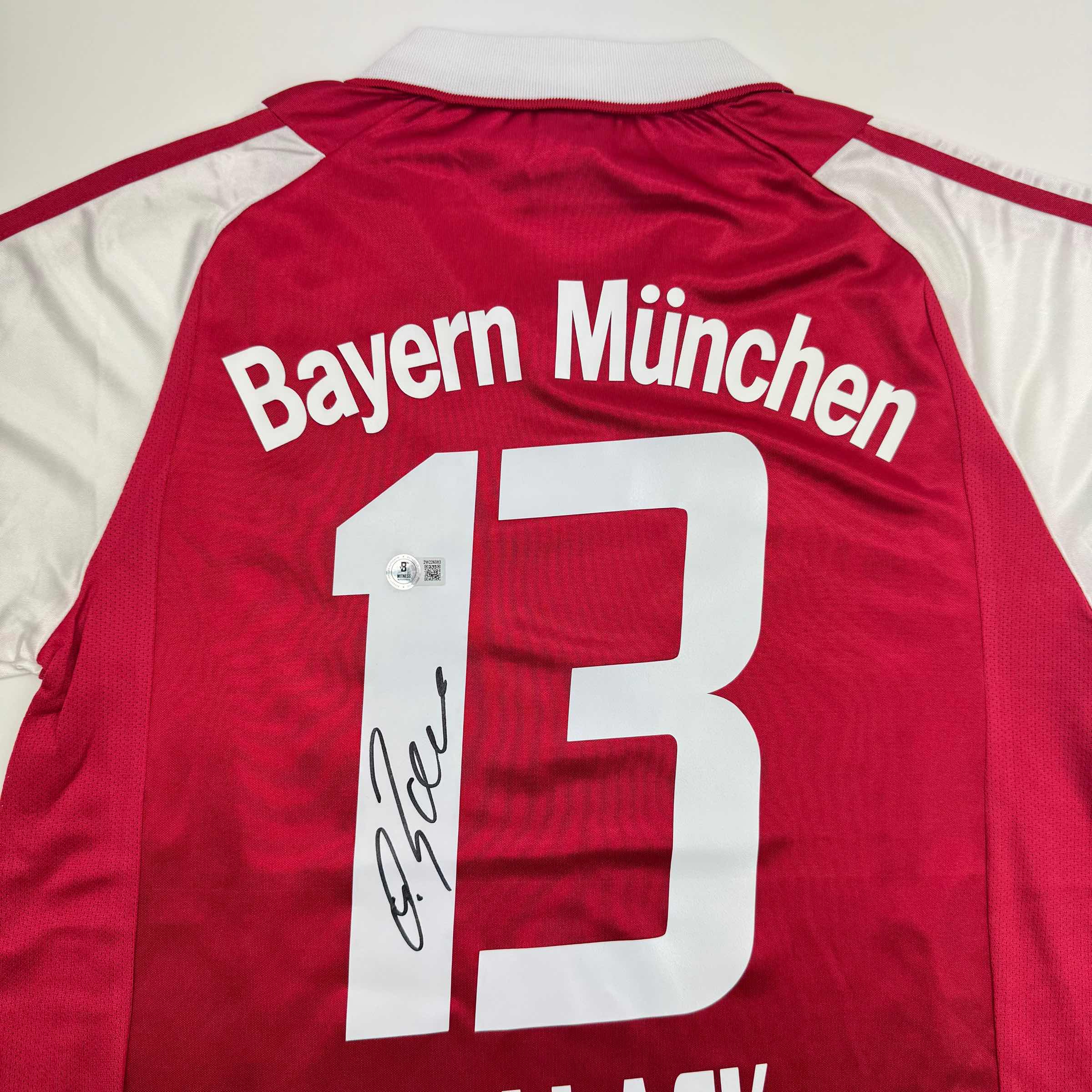 Autographed/Signed Michael Ballack FC Bayern Munich Red Soccer Futbol Jersey Beckett BAS COA - Image 2