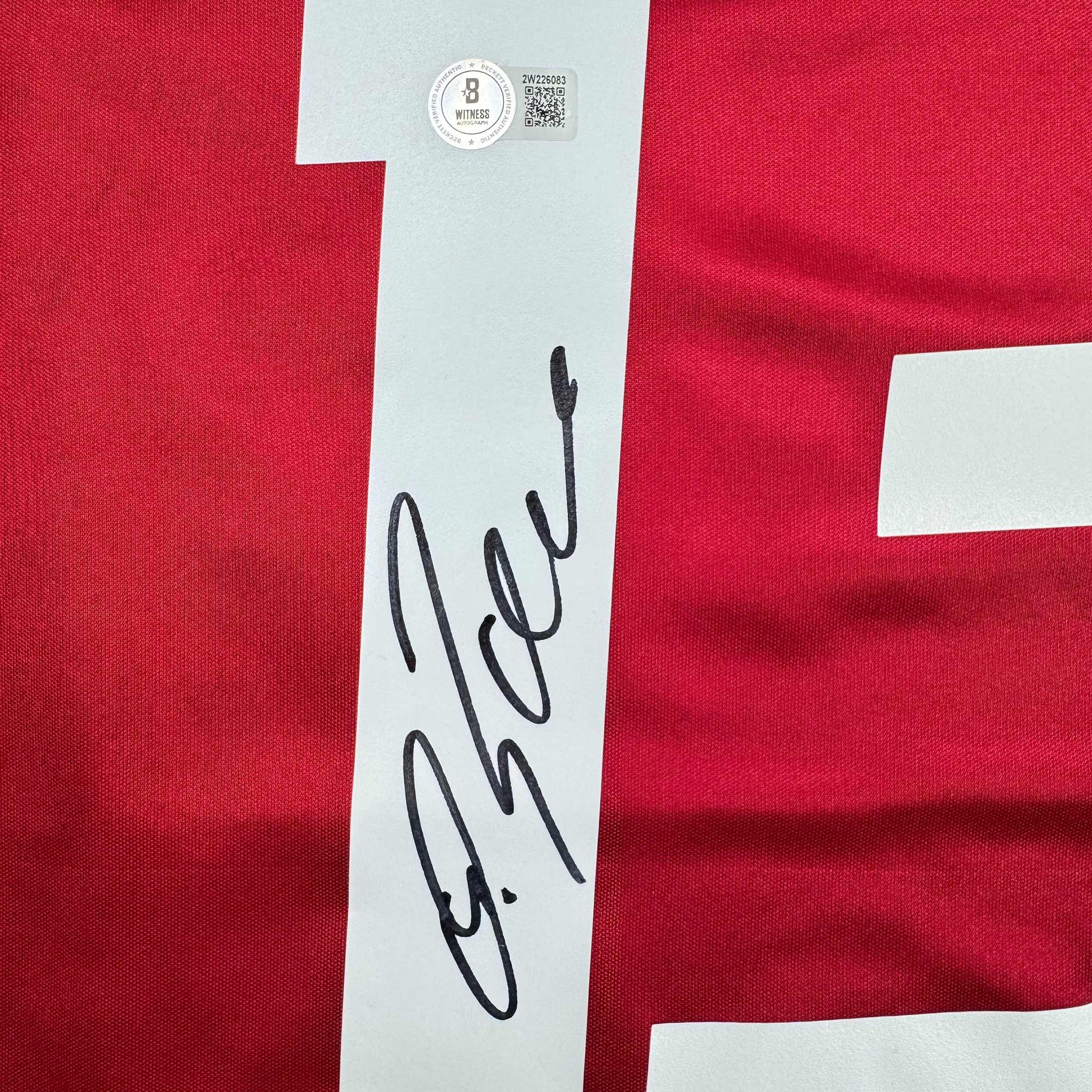 Autographed/Signed Michael Ballack FC Bayern Munich Red Soccer Futbol Jersey Beckett BAS COA - Image 3
