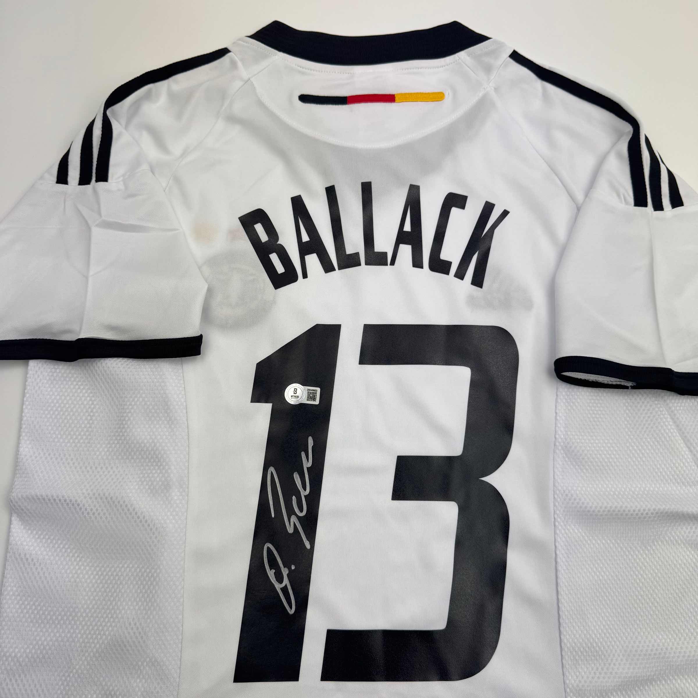 Autographed/Signed Michael Ballack Germany White Soccer World Cup Jersey Beckett BAS COA - Image 2