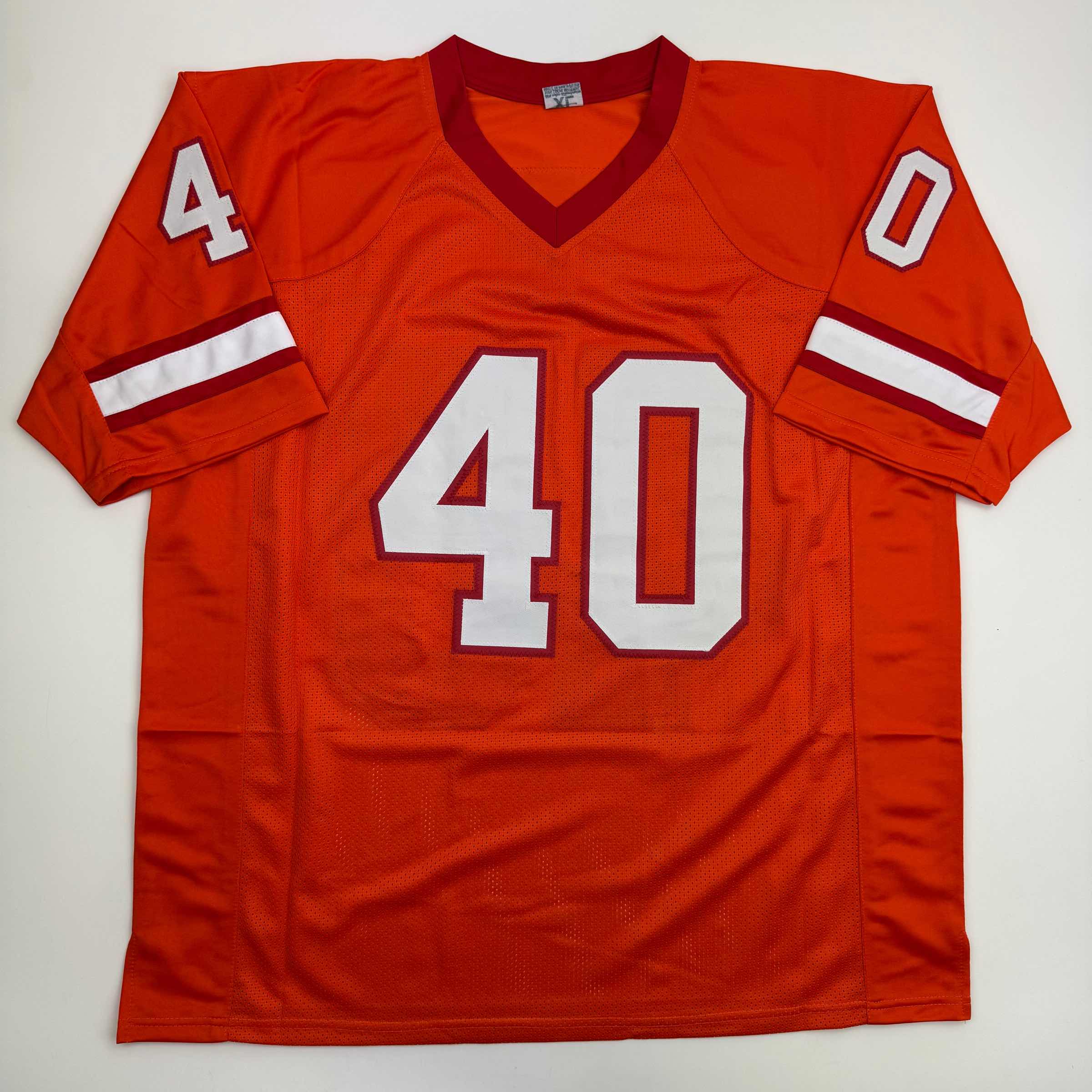 Autographed/Signed Mike Alstott Tampa Bay Orange Creamsicle Football Jersey Beckett BAS COA - Image 4