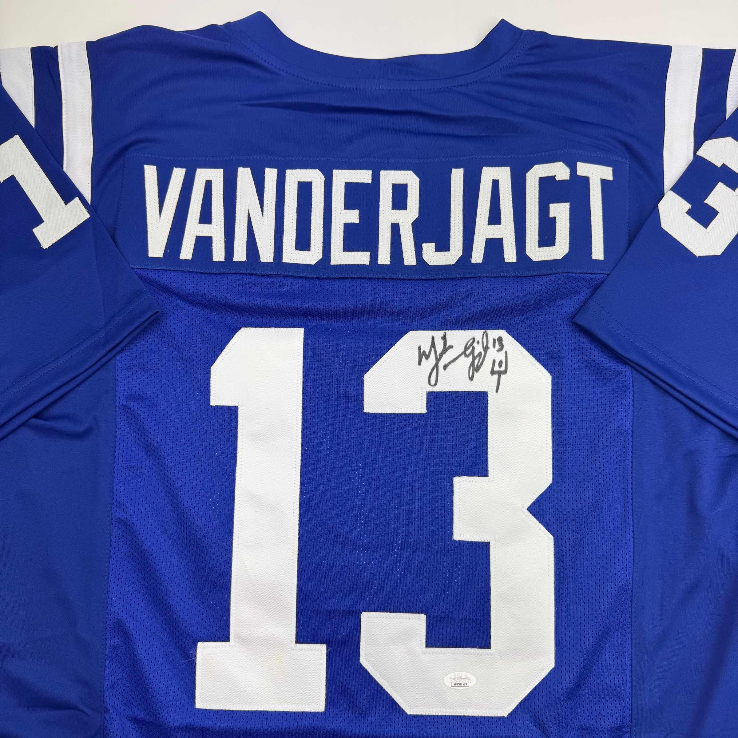 Autographed/Signed Mike Vanderjagt Dallas Blue Football Jersey JSA COA - Image 2