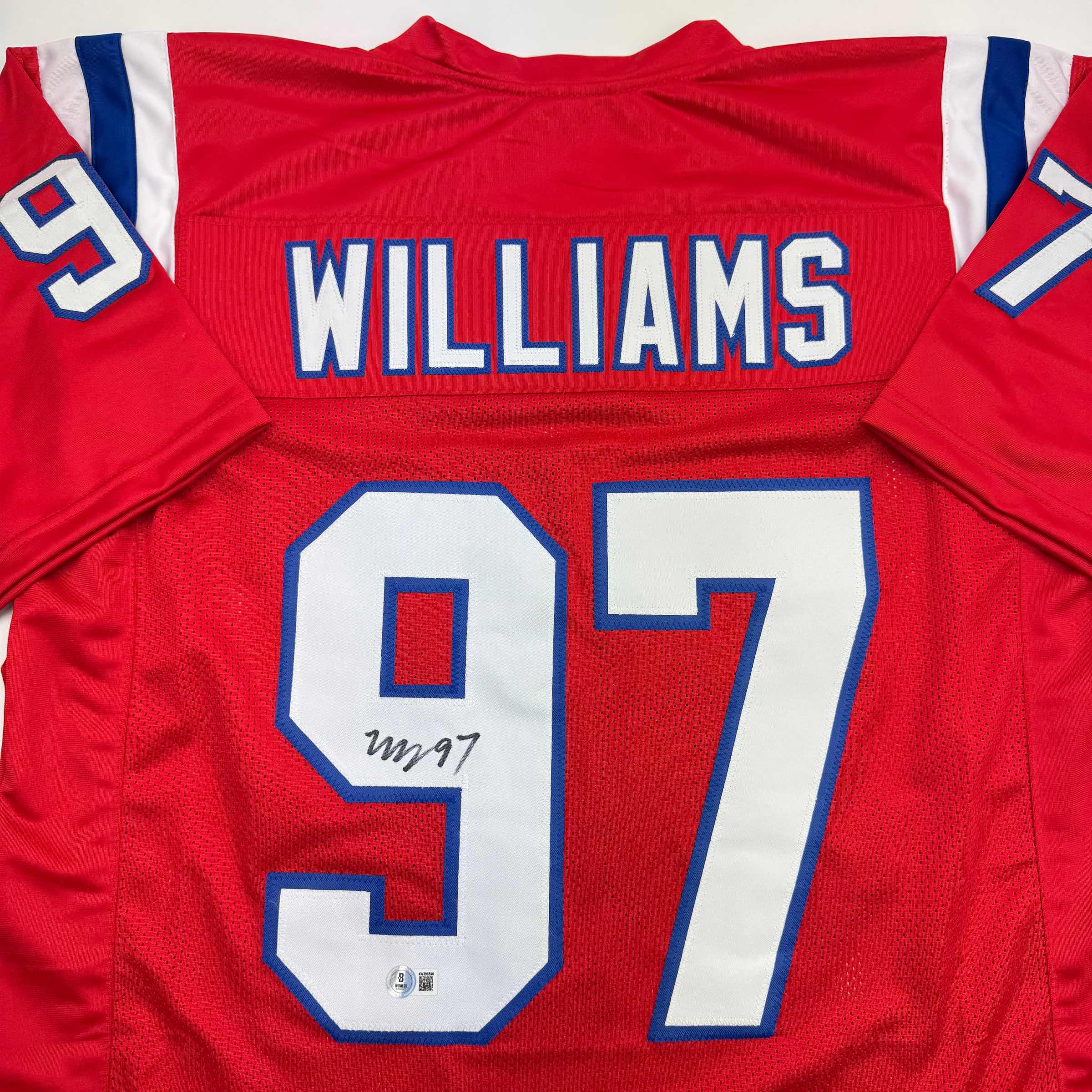 Autographed/Signed Milton Williams New England Red Football Jersey Beckett BAS COA - Image 2