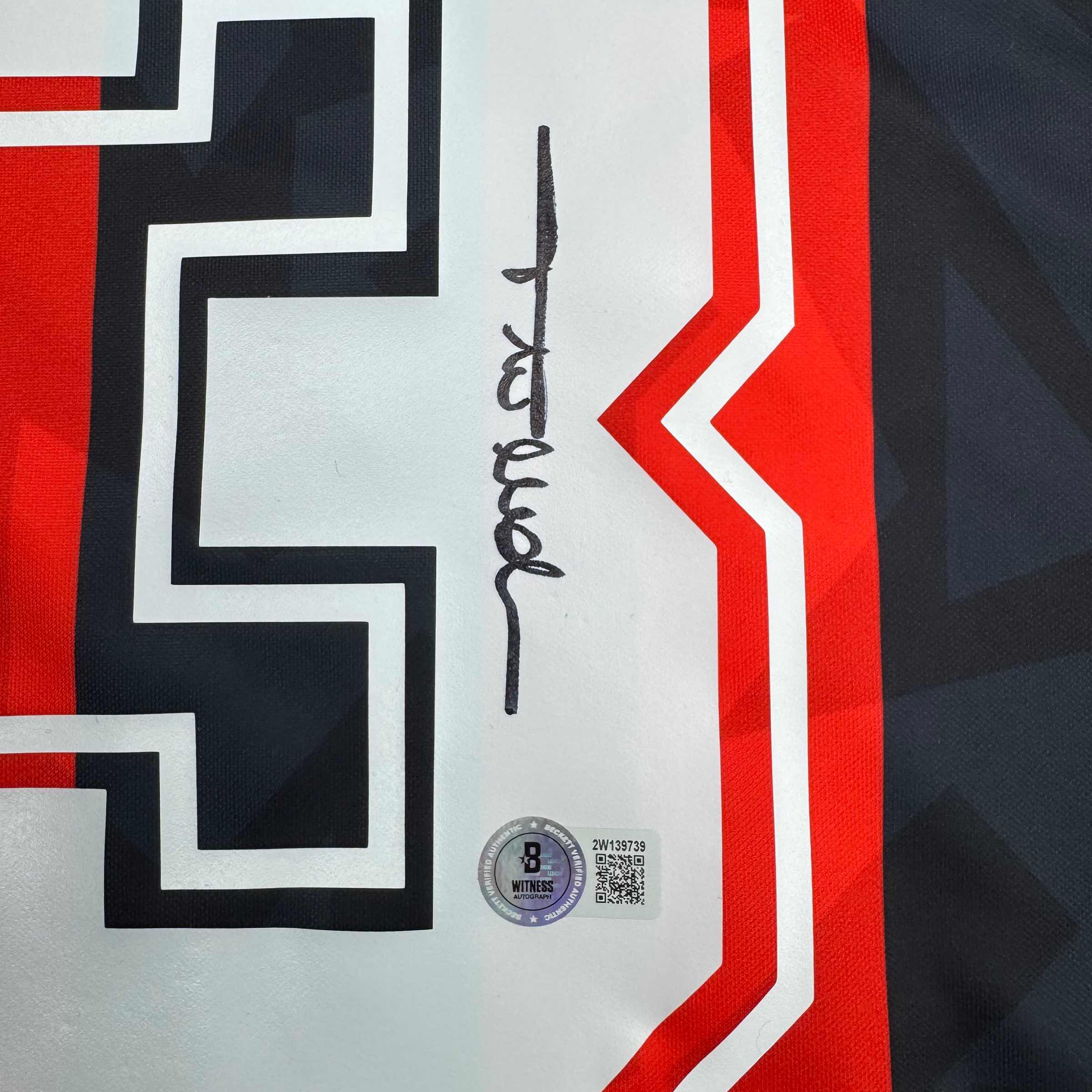 Autographed/Signed Paolo Maldini AC Milan Black/Red Soccer Futbol Jersey Beckett BAS COA - Image 3