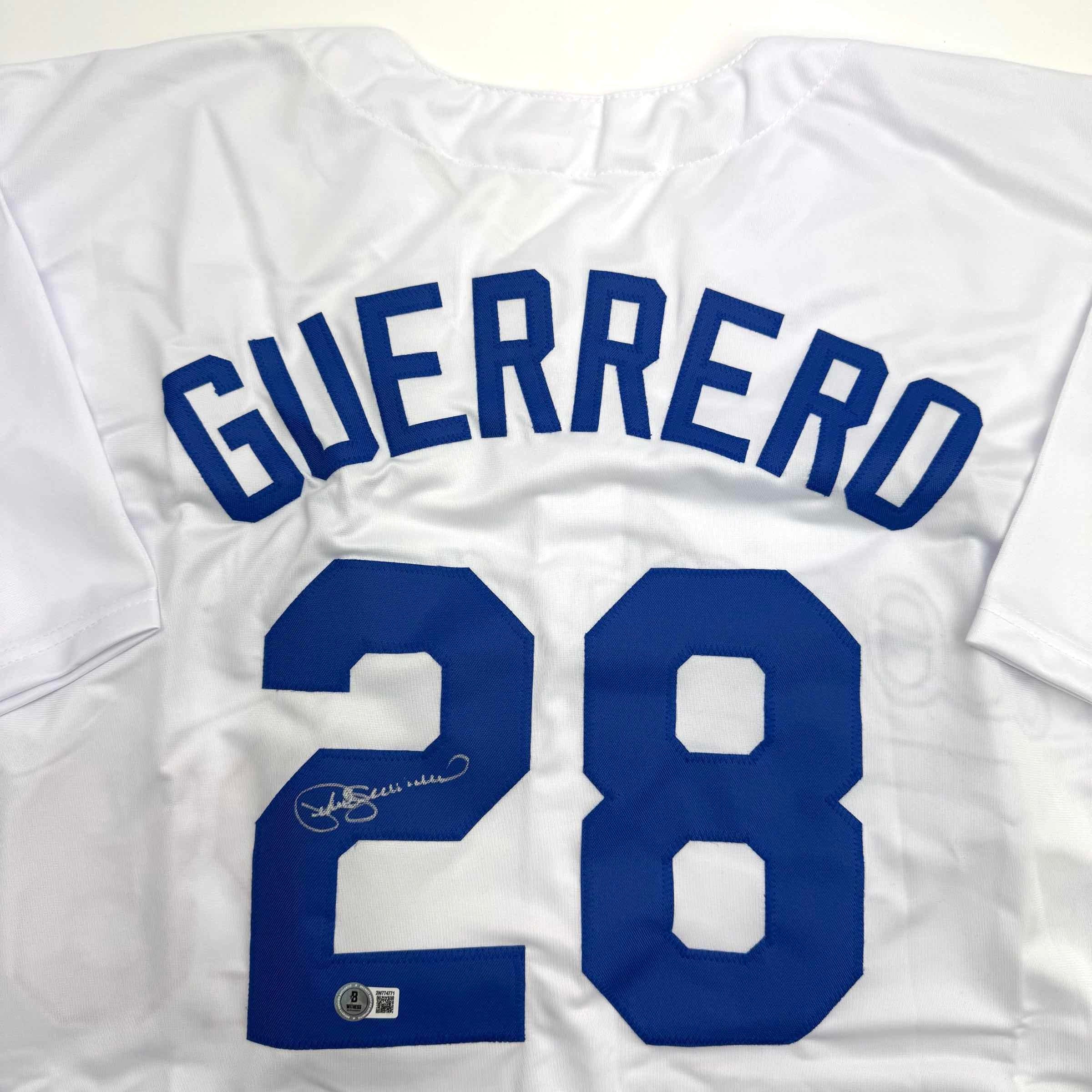 Autographed/Signed Pedro Guerrero Los Angeles LA White Baseball Jersey Beckett BAS COA - Image 2
