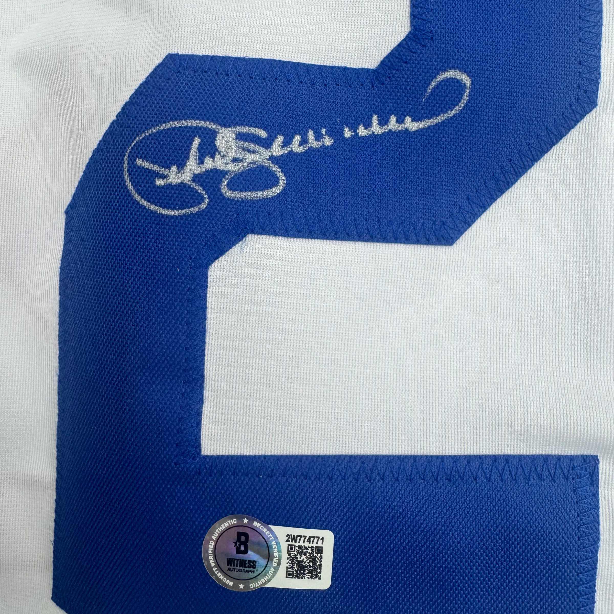 Autographed/Signed Pedro Guerrero Los Angeles LA White Baseball Jersey Beckett BAS COA - Image 3