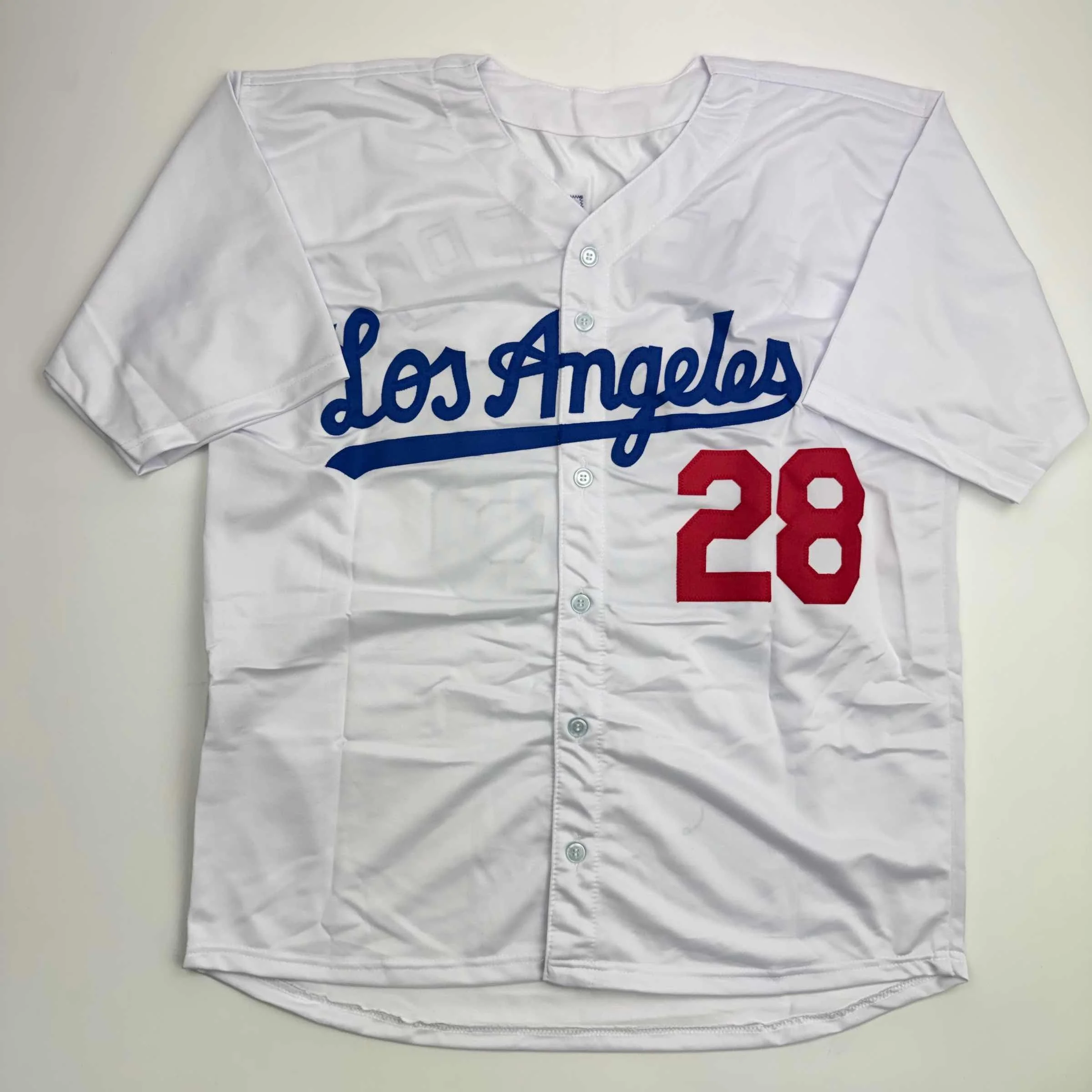Autographed/Signed Pedro Guerrero Los Angeles LA White Baseball Jersey Beckett BAS COA - Image 4