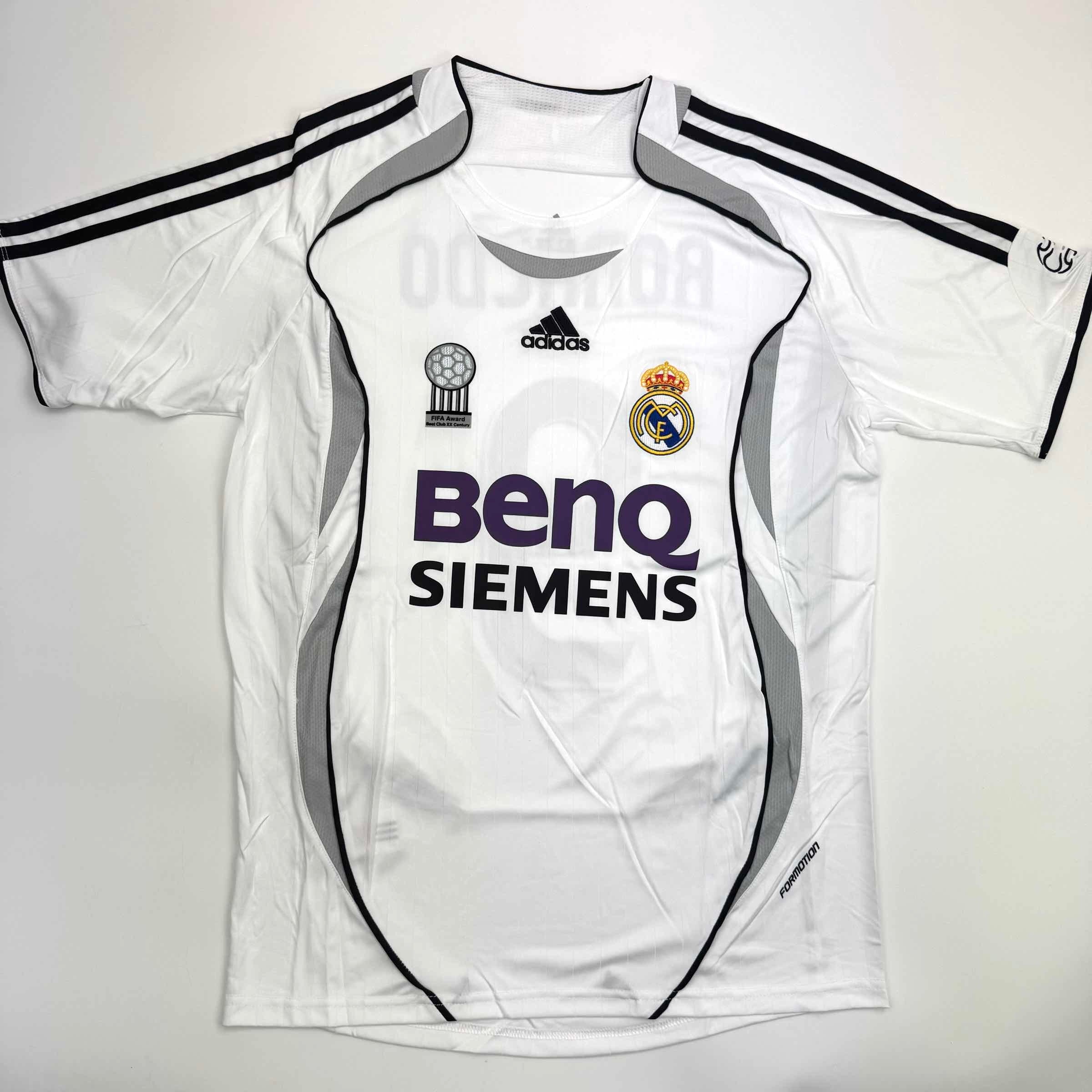 Autographed/Signed Ronaldo Nazario Real Madrid White Soccer Jersey Beckett BAS COA - Image 4