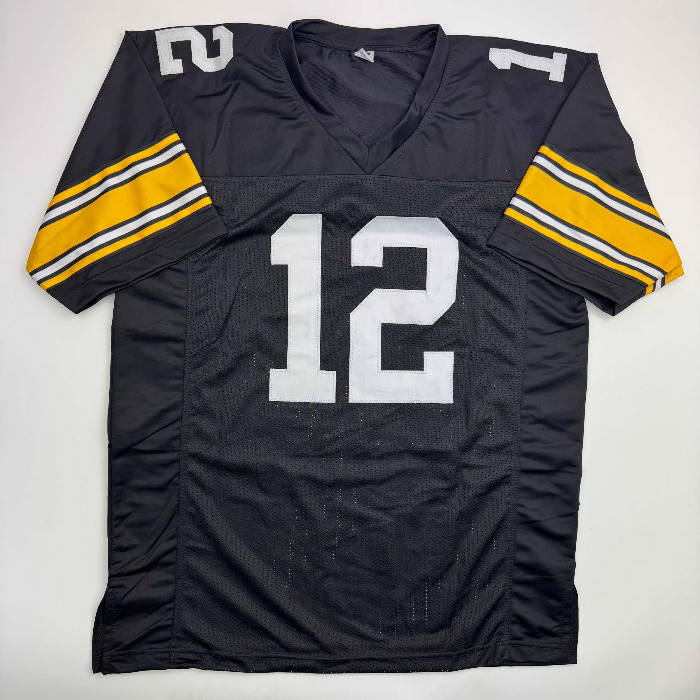 Autographed/Signed Terry Bradshaw Pittsburgh Black Football Jersey Beckett BAS COA - Image 4