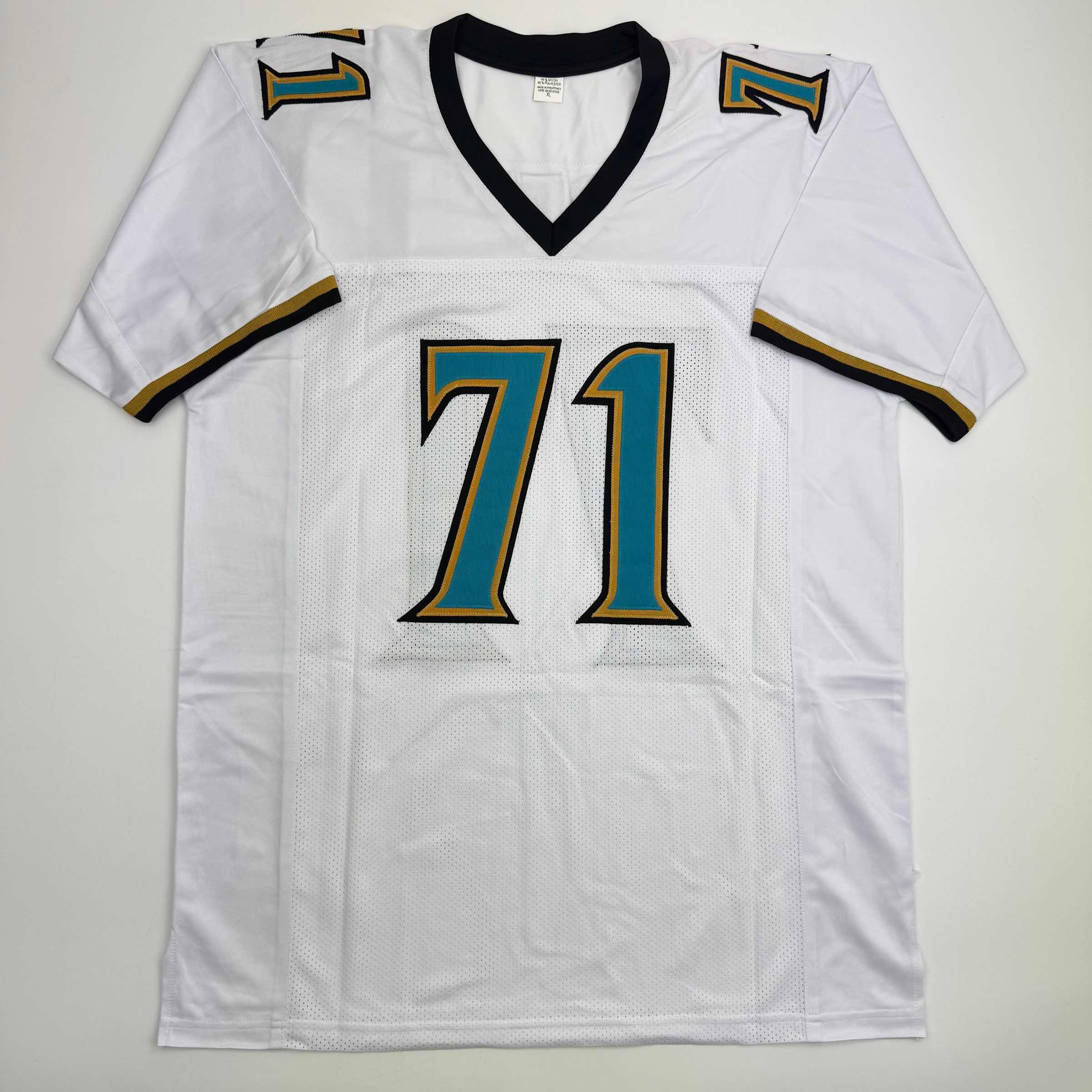 Autographed/Signed Tony Boselli HOF 22 Jacksonville White Football Jersey Beckett BAS COA - Image 4