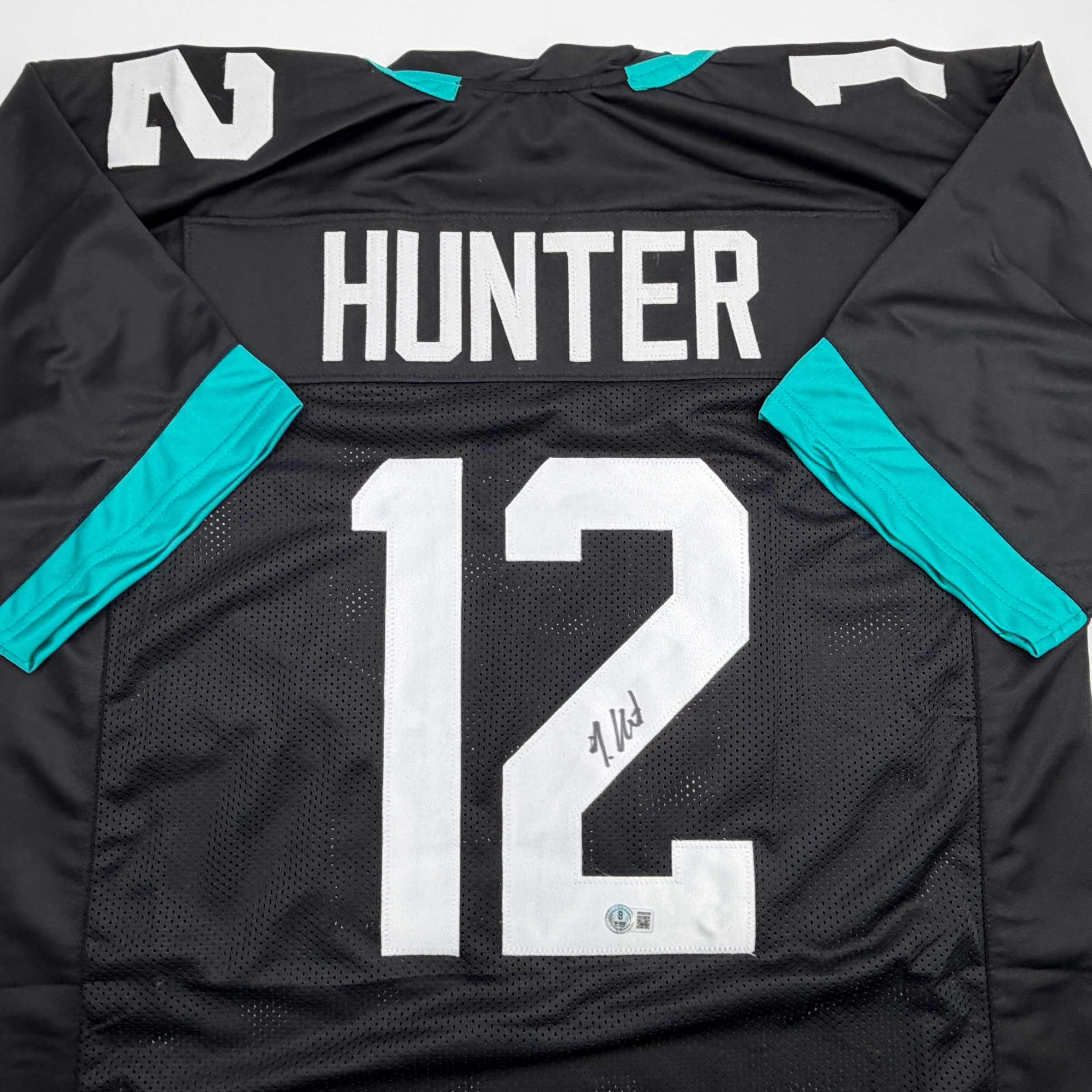 Autographed/Signed Travis Hunter Jacksonville Black Football Jersey Beckett BAS COA - Image 2