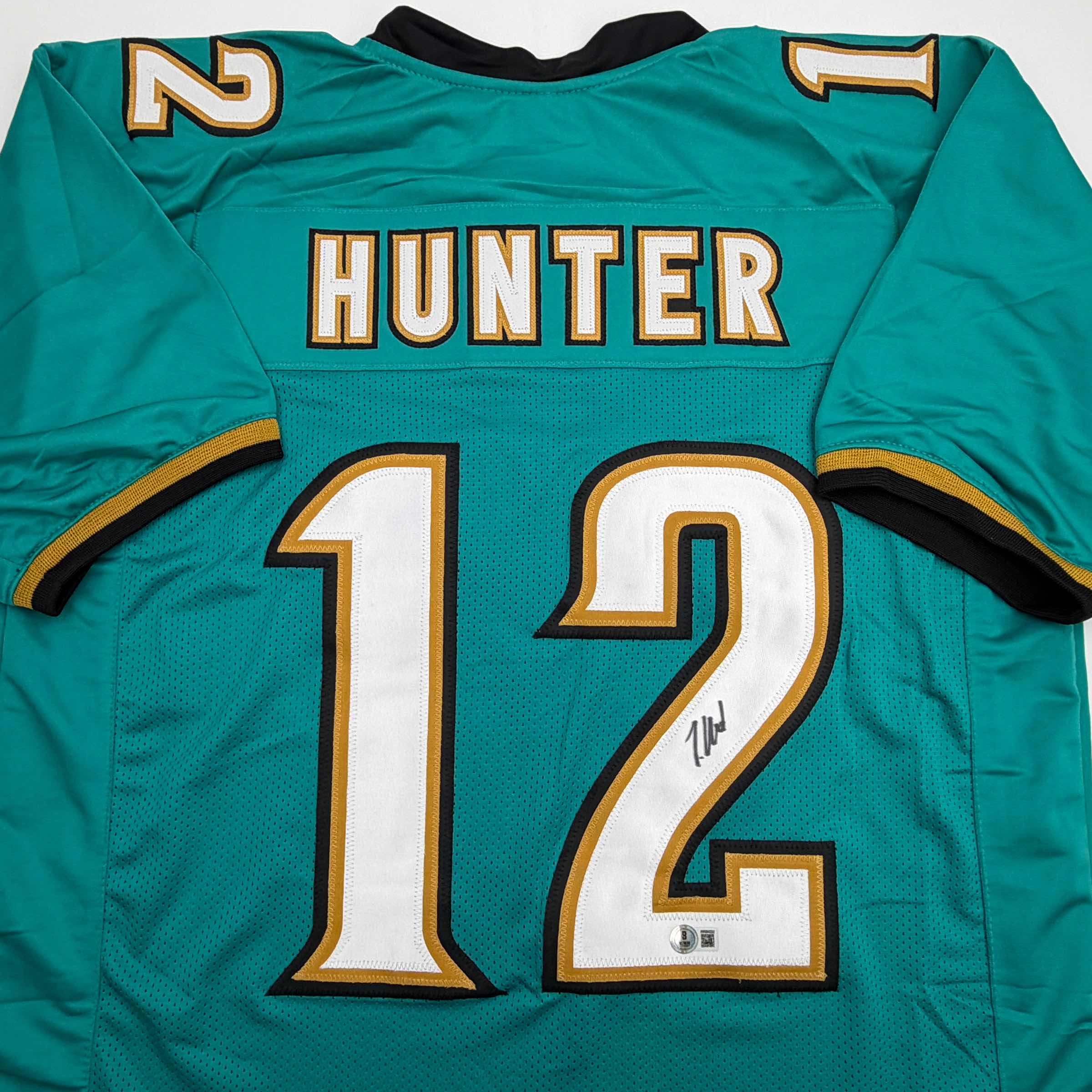 Autographed/Signed Travis Hunter Jacksonville Teal Retro Football Jersey Beckett BAS COA - Image 2