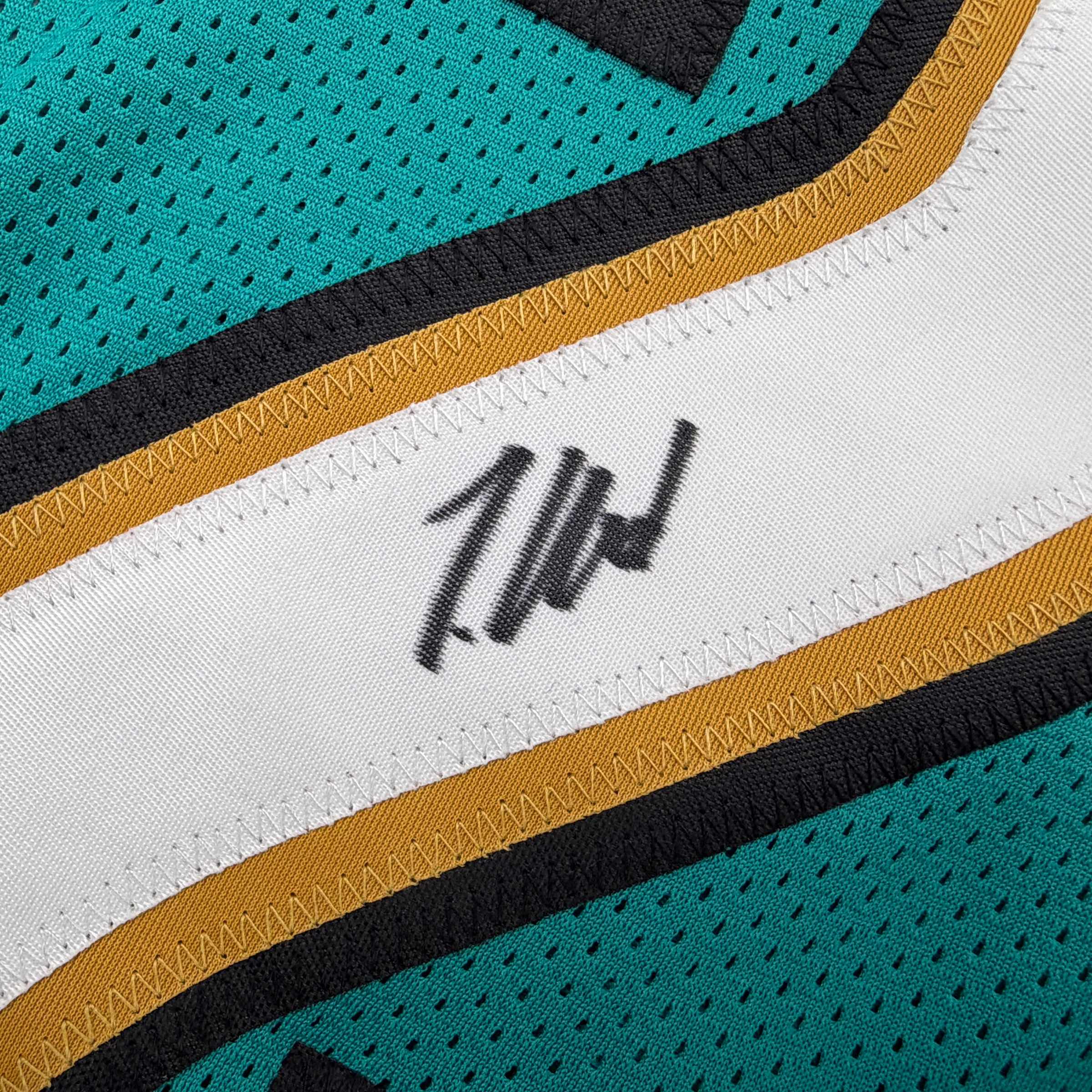 Autographed/Signed Travis Hunter Jacksonville Teal Retro Football Jersey Beckett BAS COA - Image 3