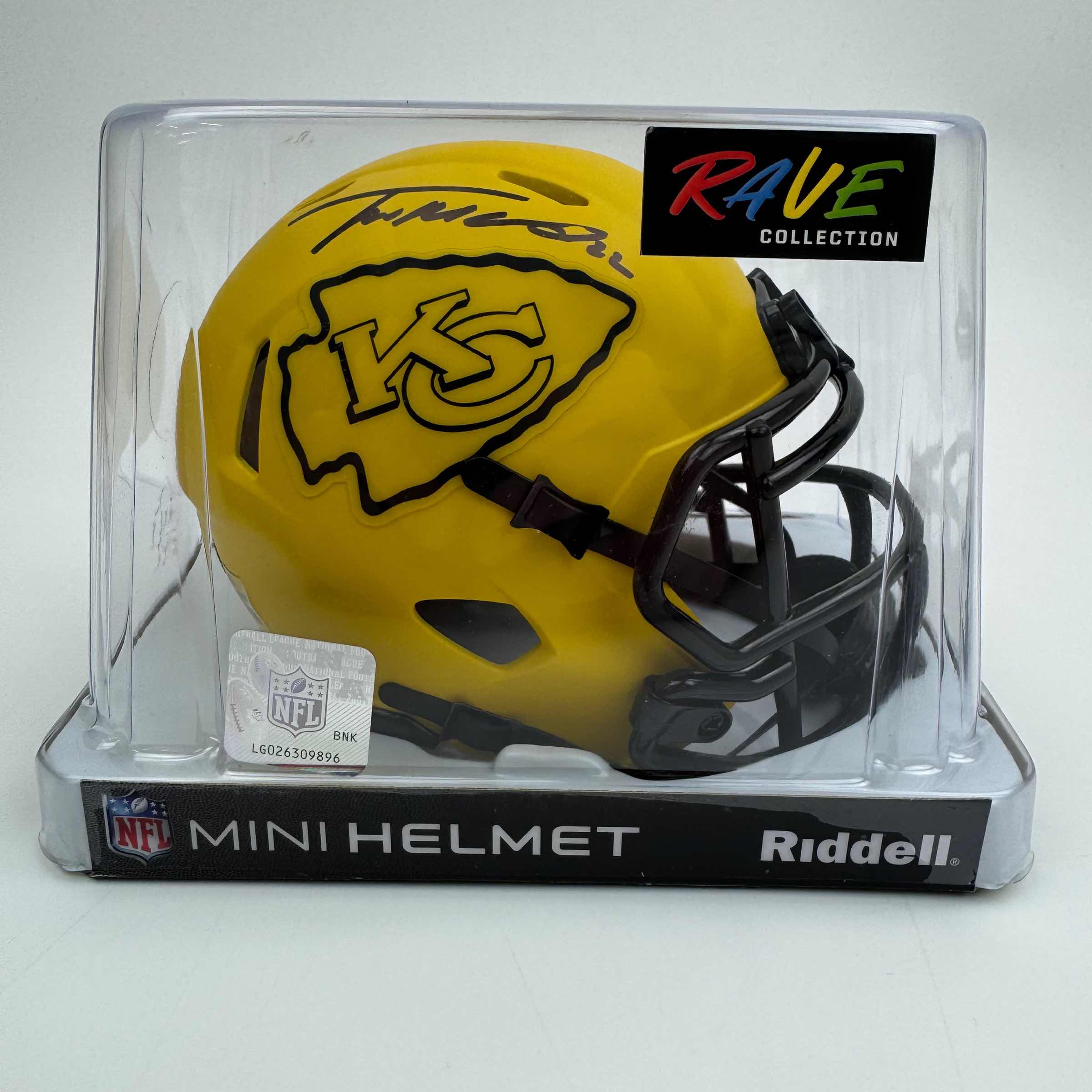 Autographed/Signed Trent McDuffie Kansas City Chiefs Yellow Rave Mini Football Helmet Beckett BAS COA - Image 4