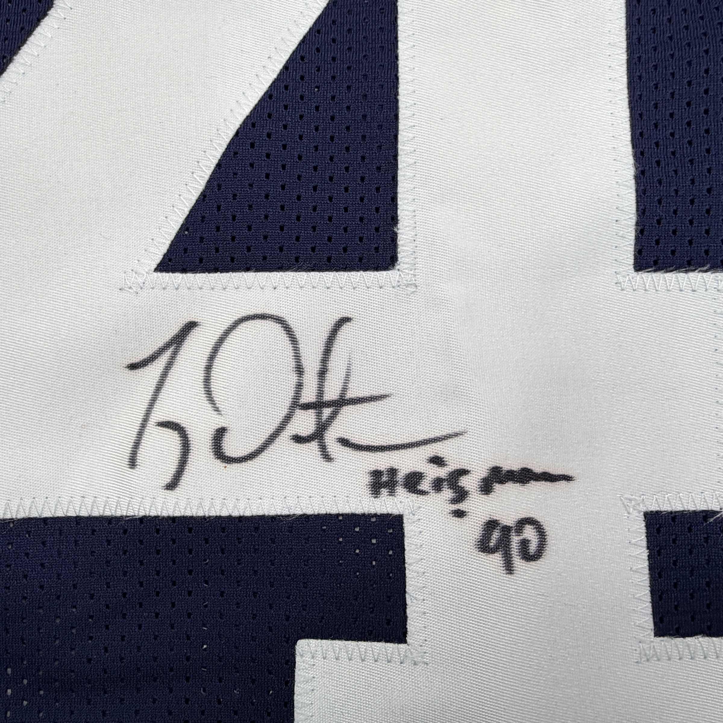 Autographed/Signed Ty Detmer Heisman 90 Brigham Young BYU Blue College Football Jersey JSA COA - Image 3