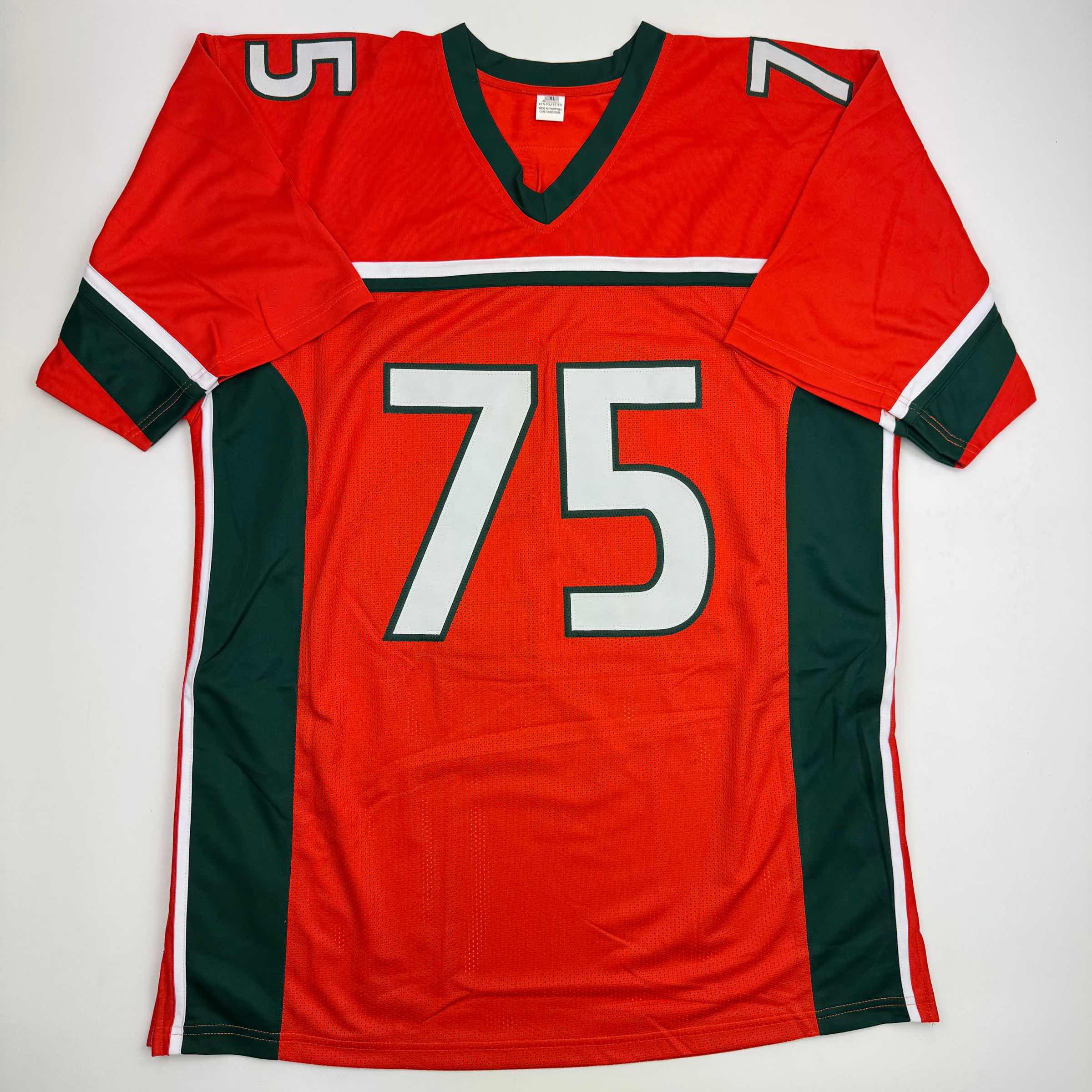 Autographed/Signed Vince Wilfork Miami Orange College Football Jersey Beckett BAS COA - Image 4
