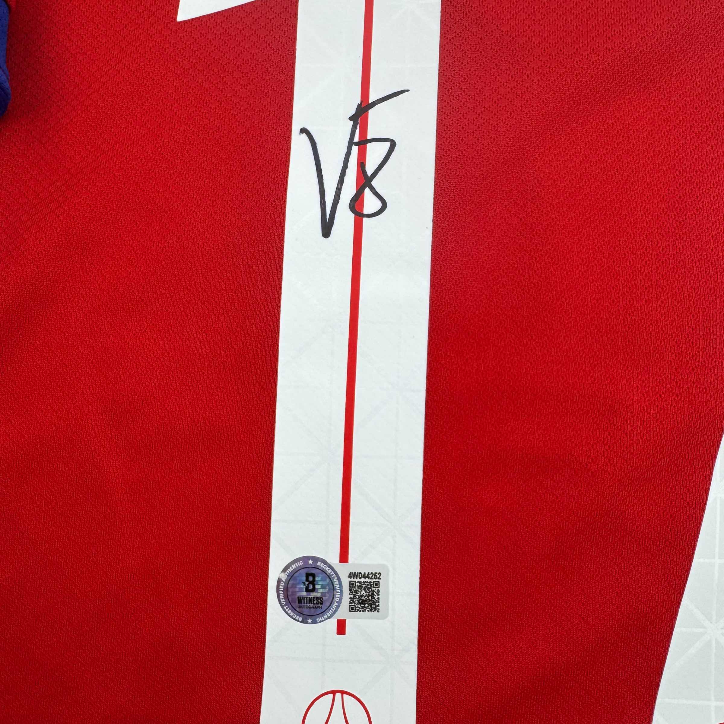 Autographed/Signed Vitinha PSG Paris Saint Germain Red Soccer Futbol Jersey Beckett BAS COA - Image 3